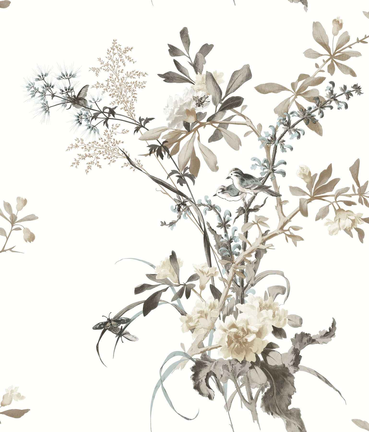 Wild Flowers Neutral Peel & Stick Wallpaper - York Wallcoverings - PSW1365RL