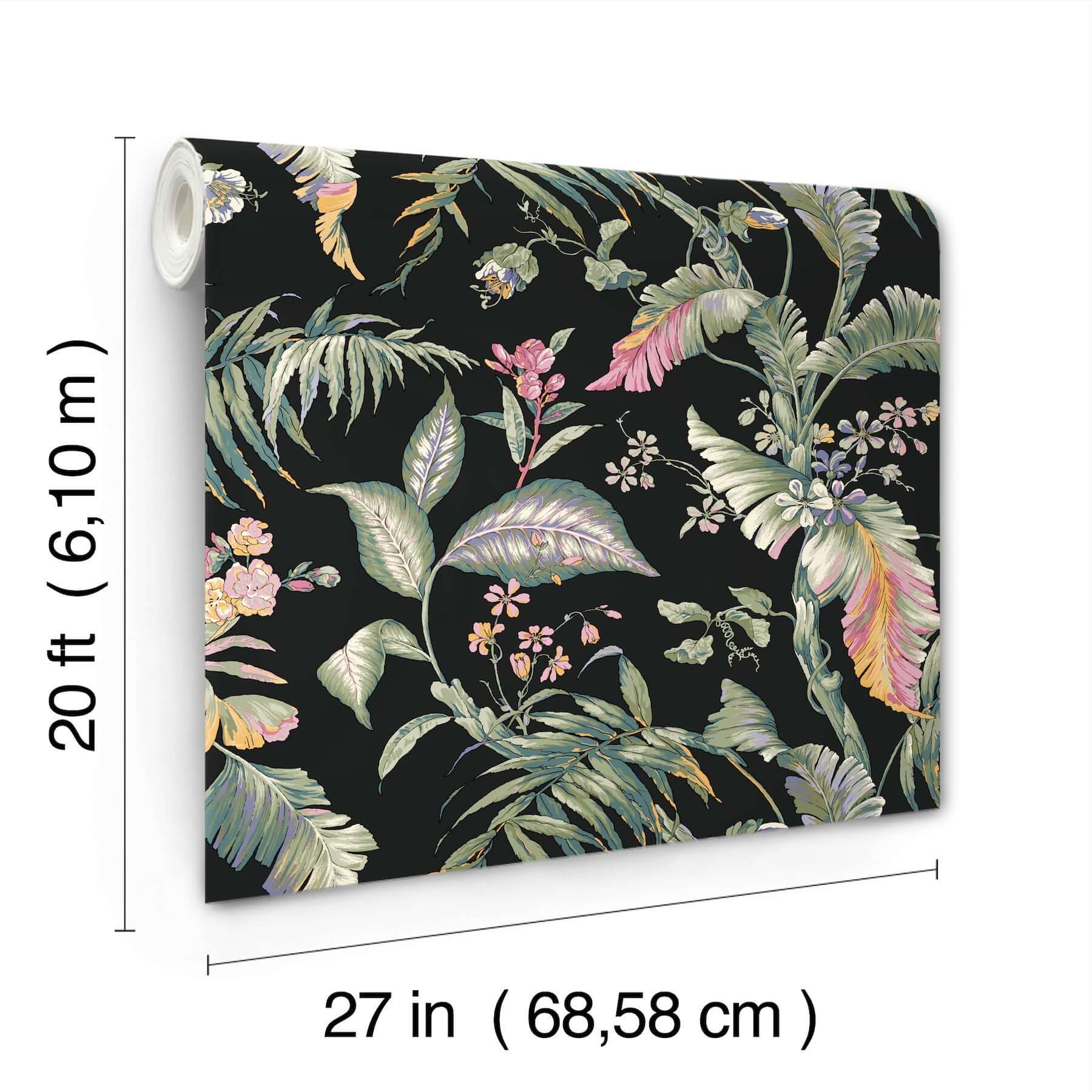 fiji-garden-black-peel-stick-wallpaper-york-wallcoverings-psw1368rl - York Wallcoverings Wallpaper