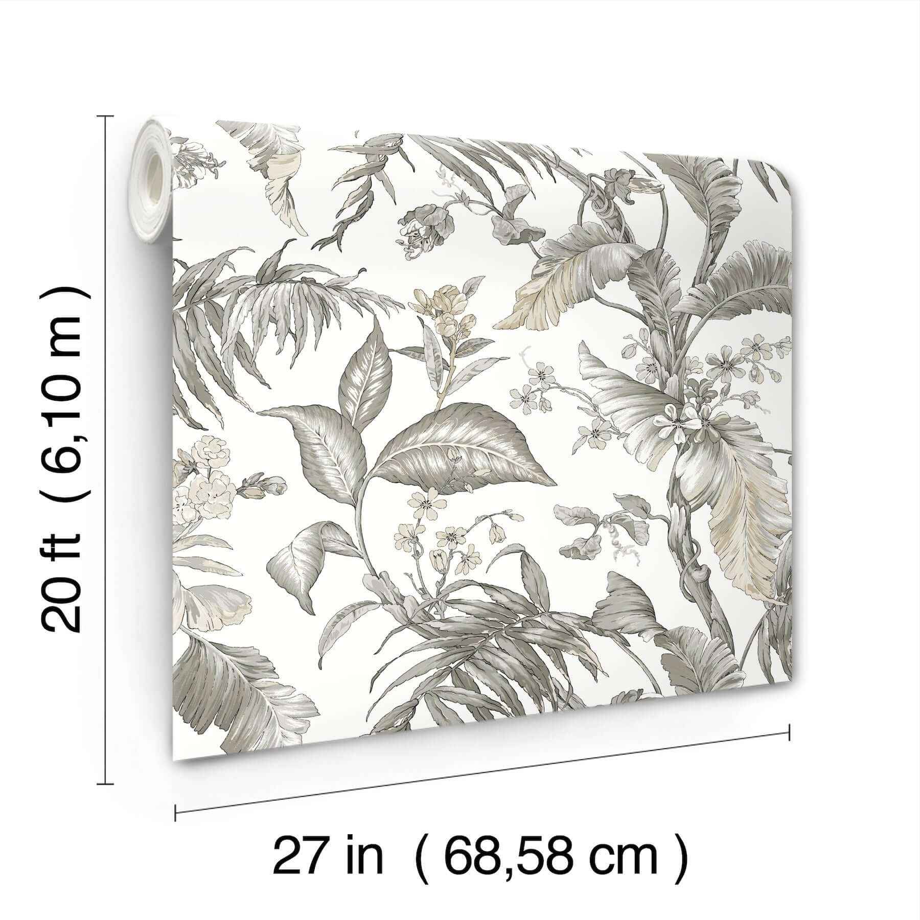 Fiji Garden White Peel & Stick Wallpaper - York Wallcoverings - PSW1371RL - York Wallcoverings Wallpaper