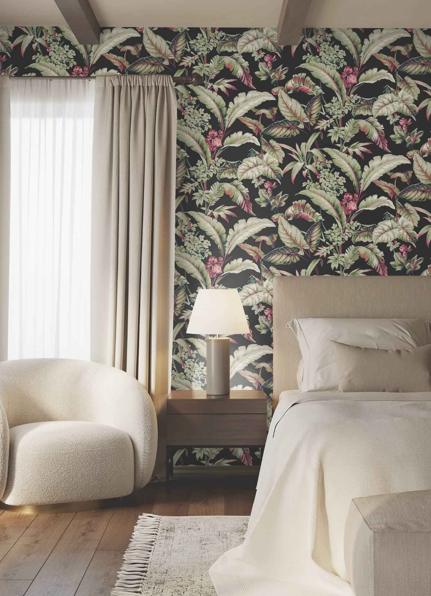 Mystic Isle Black Wallpaper - York Wallcoverings - GT4504 - York Wallcoverings Wallpaper