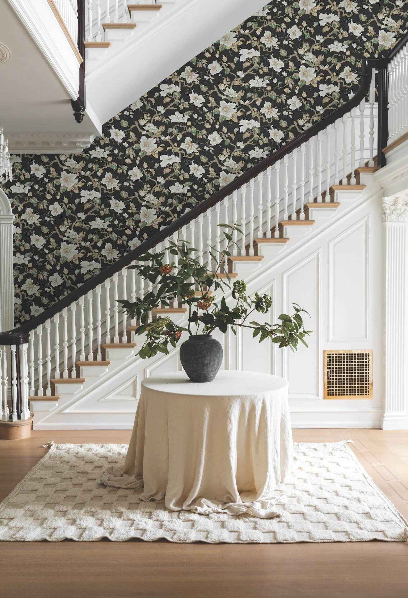 Marguerite Vine Black Wallpaper - York Wallcoverings - GT4514 - York Wallcoverings Wallpaper