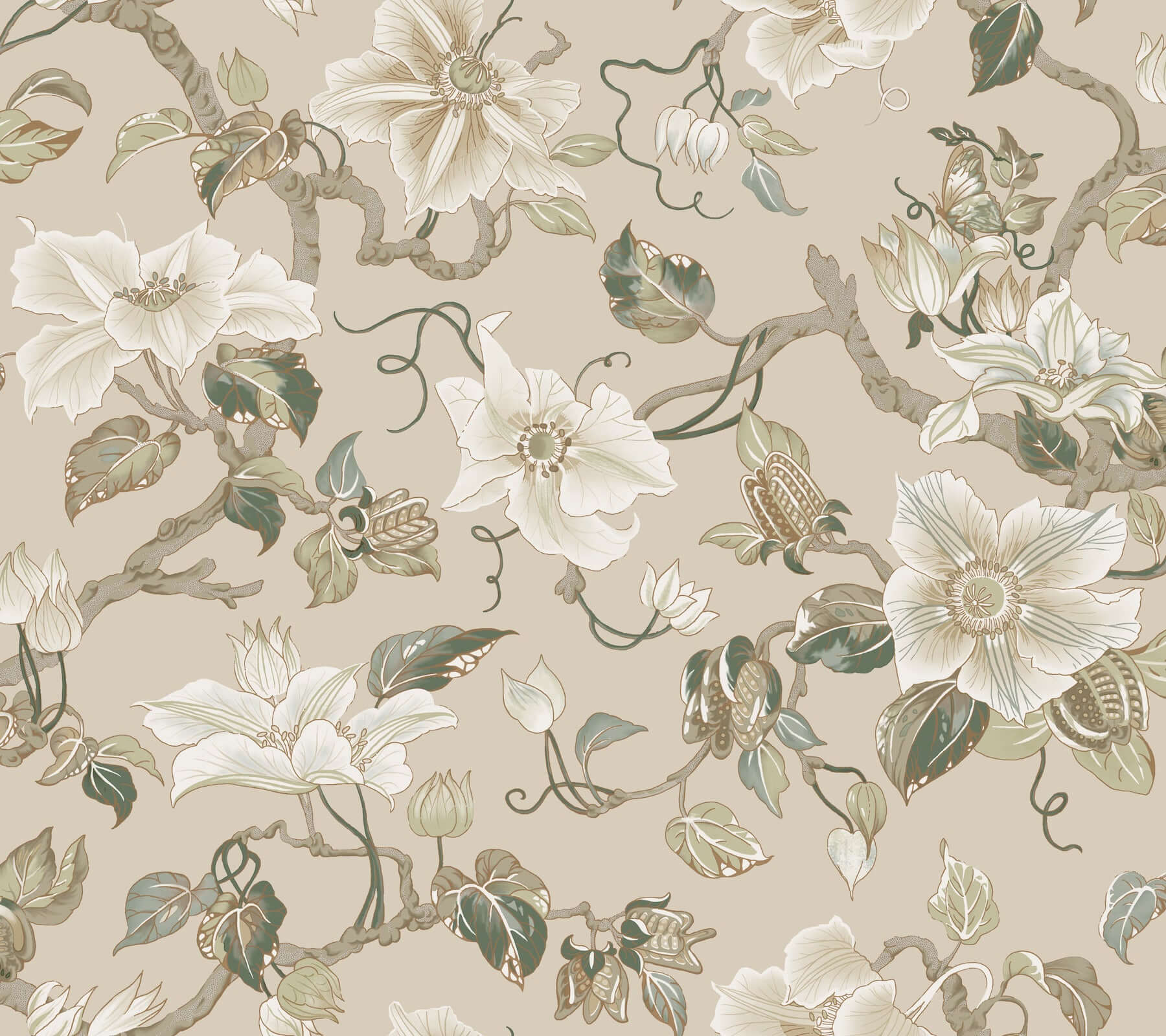 marguerite-vine-taupe-wallpaper-york-wallcoverings-gt4516 - York Wallcoverings Wallpaper