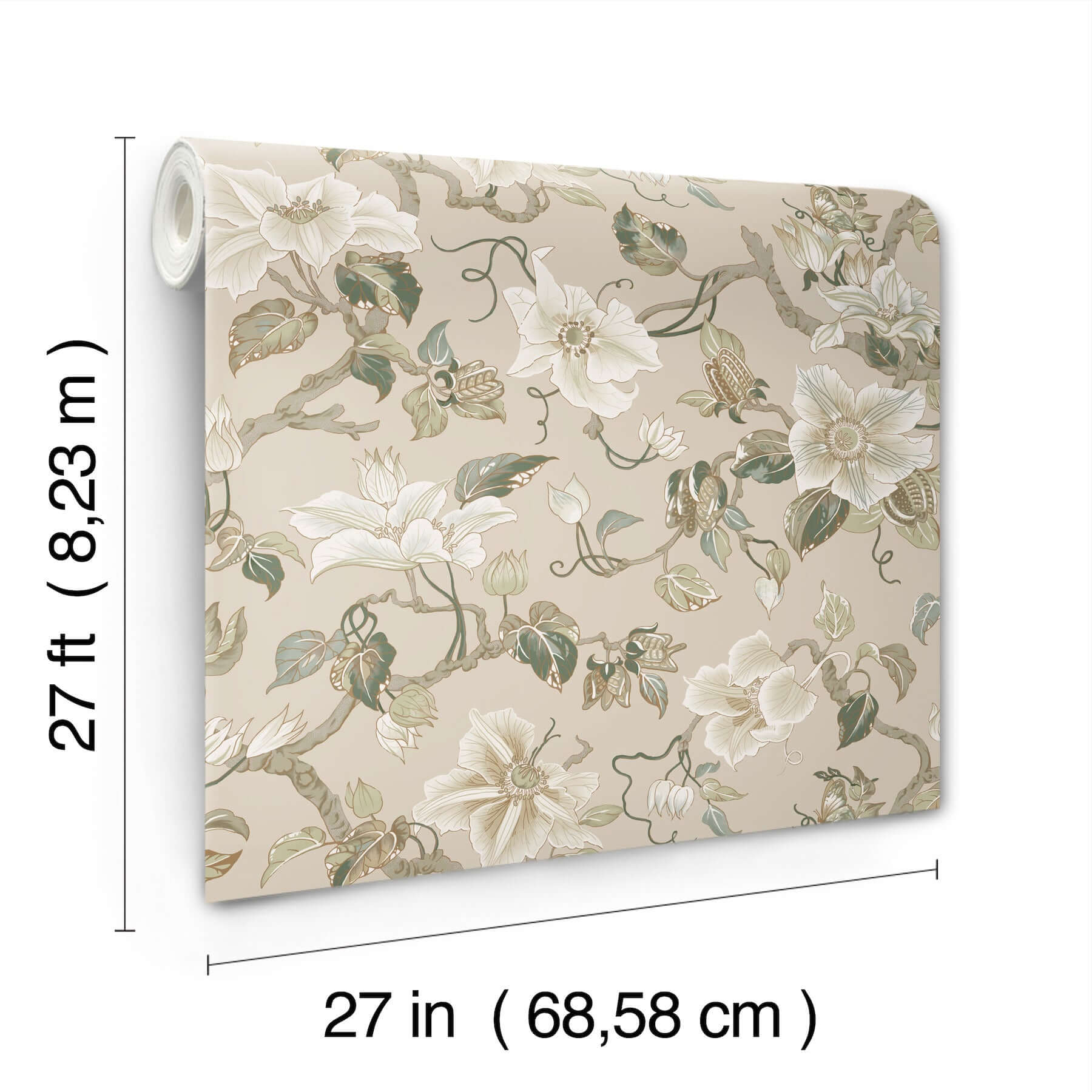 marguerite-vine-taupe-wallpaper-york-wallcoverings-gt4516 - York Wallcoverings Wallpaper