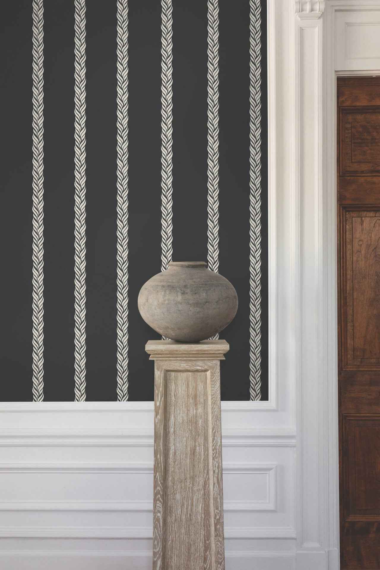 Braided Stripe Black Wallpaper - York Wallcoverings - GT4542 - York Wallcoverings Wallpaper