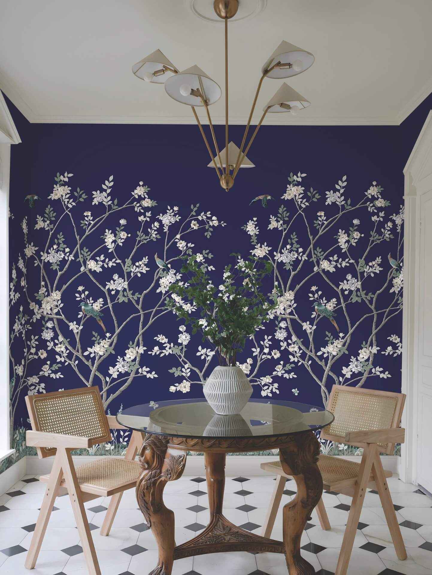 Lingering Garden Navy Wall Mural - York Wallcoverings - MU0315M - York Wallcoverings Wallpaper