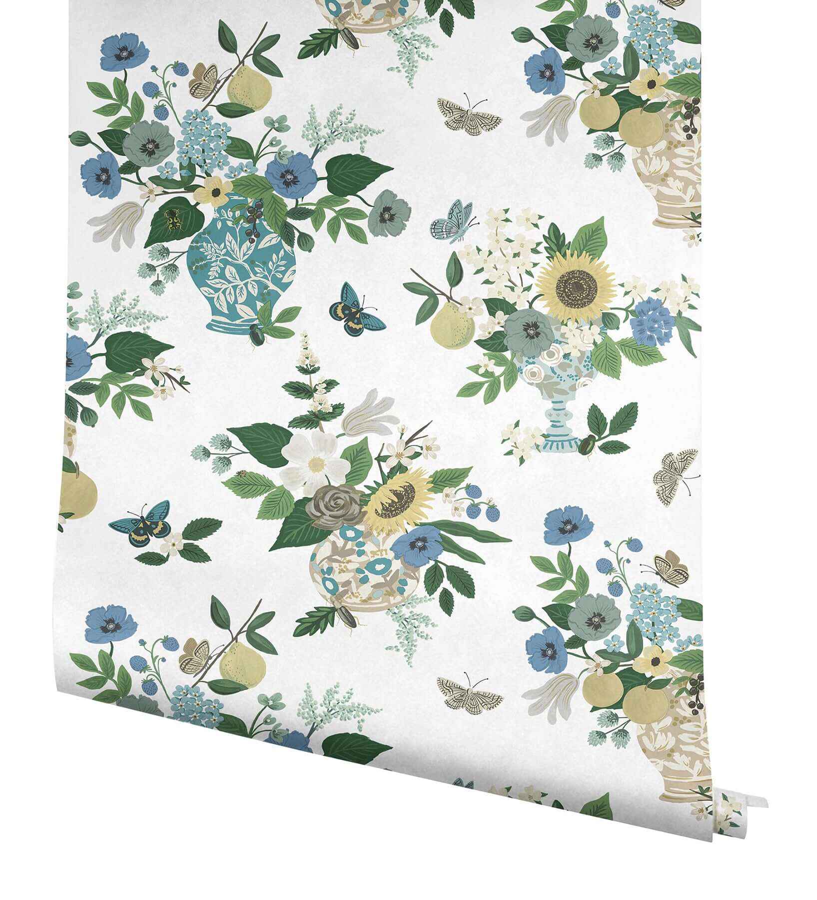 Flower Studies Blue Wallpaper - York Wallcoverings - RF7401 - York Wallcoverings Wallpaper