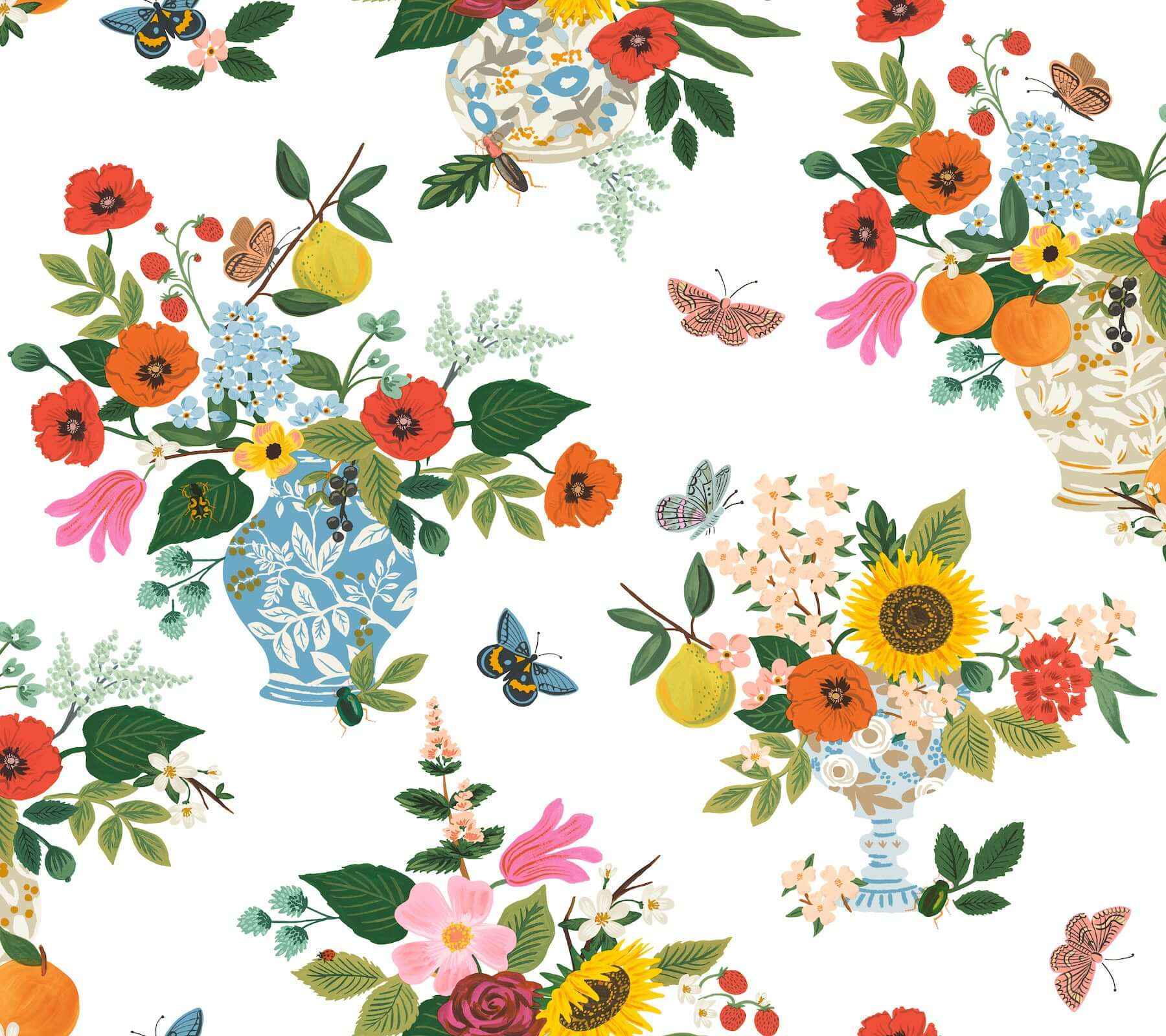 Flower Studies Bright Wallpaper - York Wallcoverings - RF7402