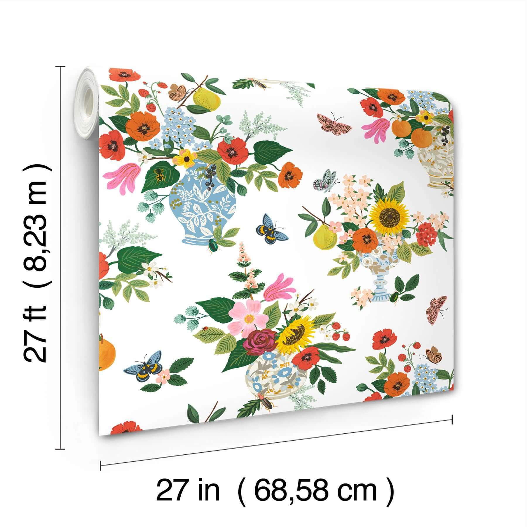 flower-studies-wallpaper-bright-multi-york-wallcoverings-rf7402 - York Wallcoverings Wallpaper