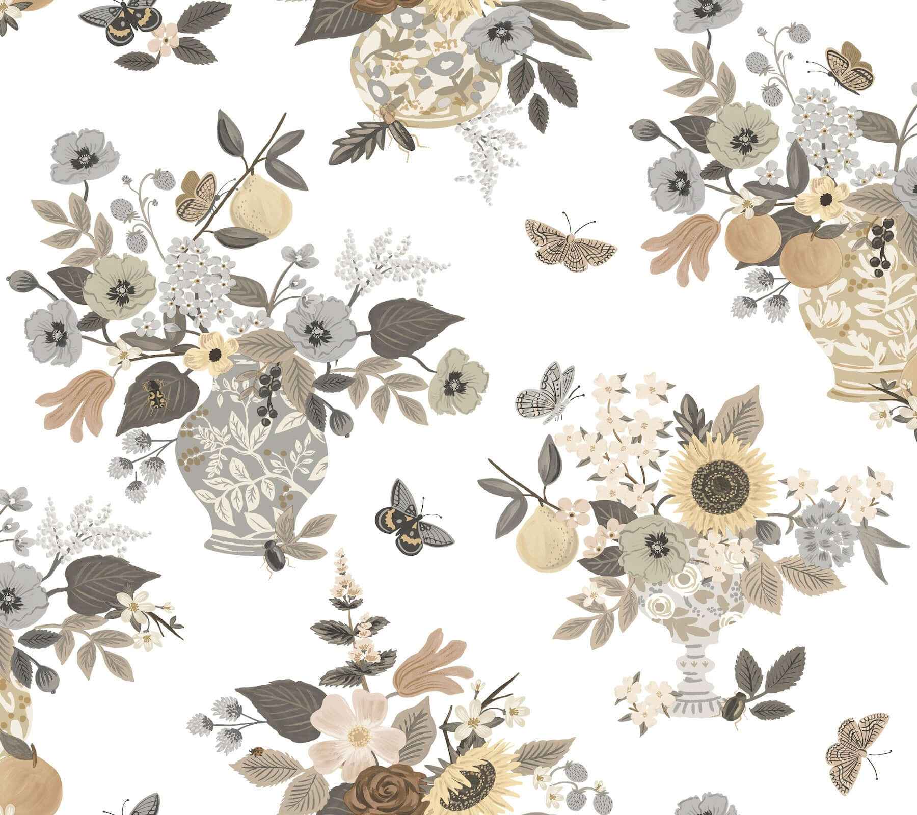 Flower Studies Linen Wallpaper - York Wallcoverings - RF7403 - York Wallcoverings Wallpaper