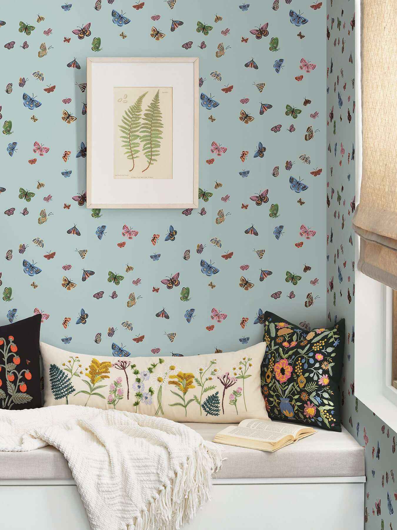 Butterfly House Light Blue Wallpaper - York Wallcoverings - RF7414 - York Wallcoverings Wallpaper