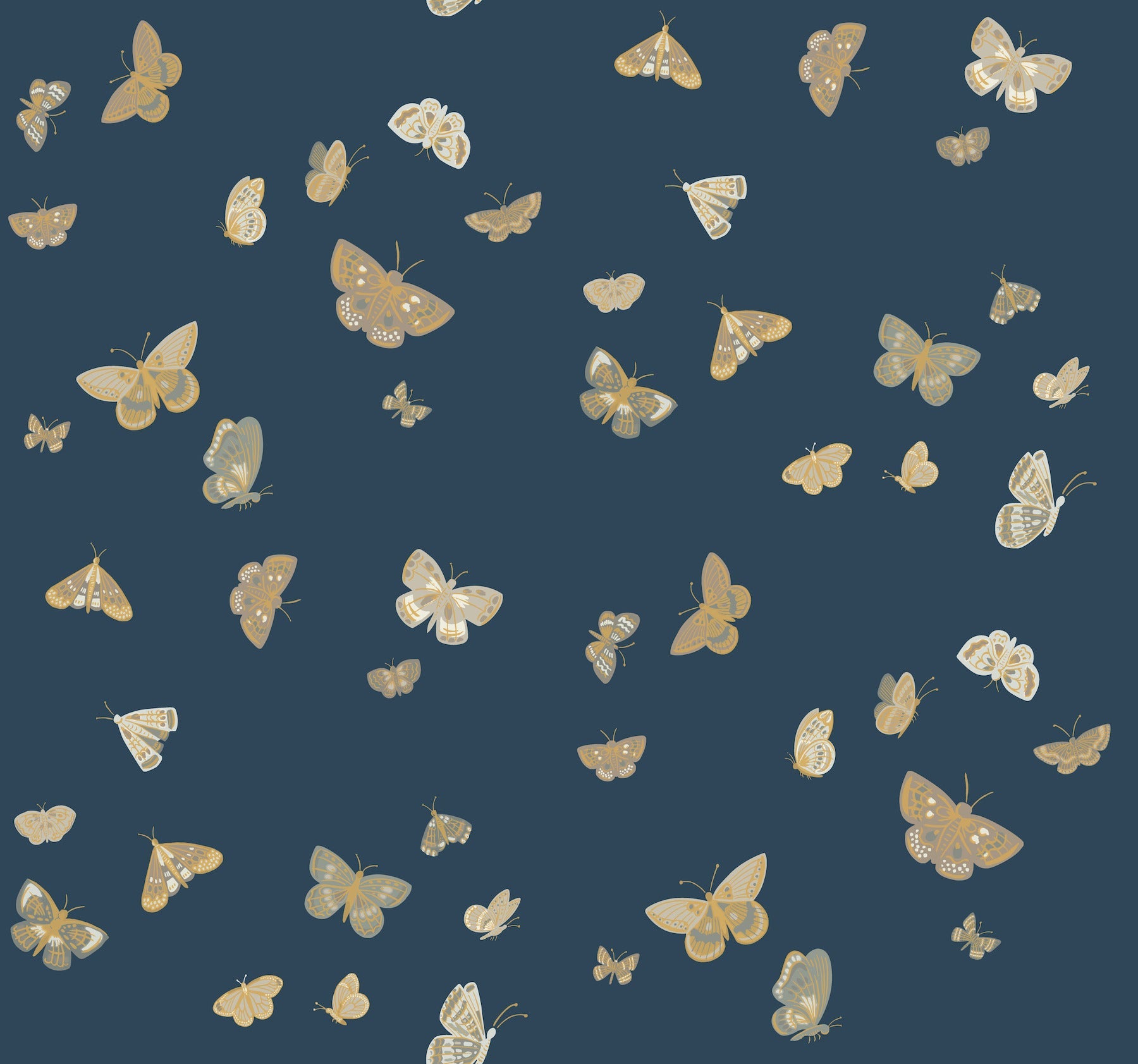 butterfly-house-wallpaper-navy-york-wallcoverings-rf7415 - York Wallcoverings Wallpaper