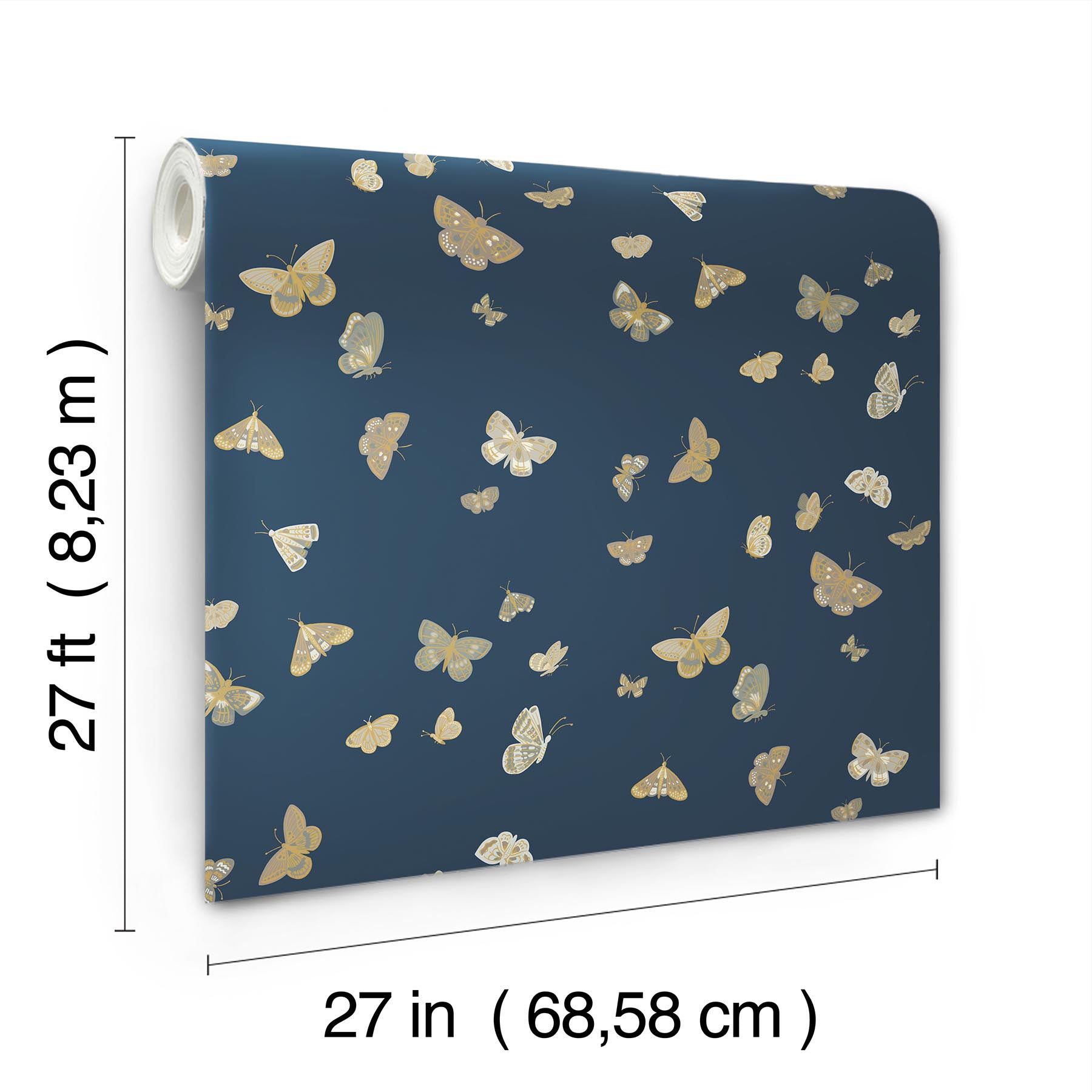 butterfly-house-wallpaper-navy-york-wallcoverings-rf7415 - York Wallcoverings Wallpaper