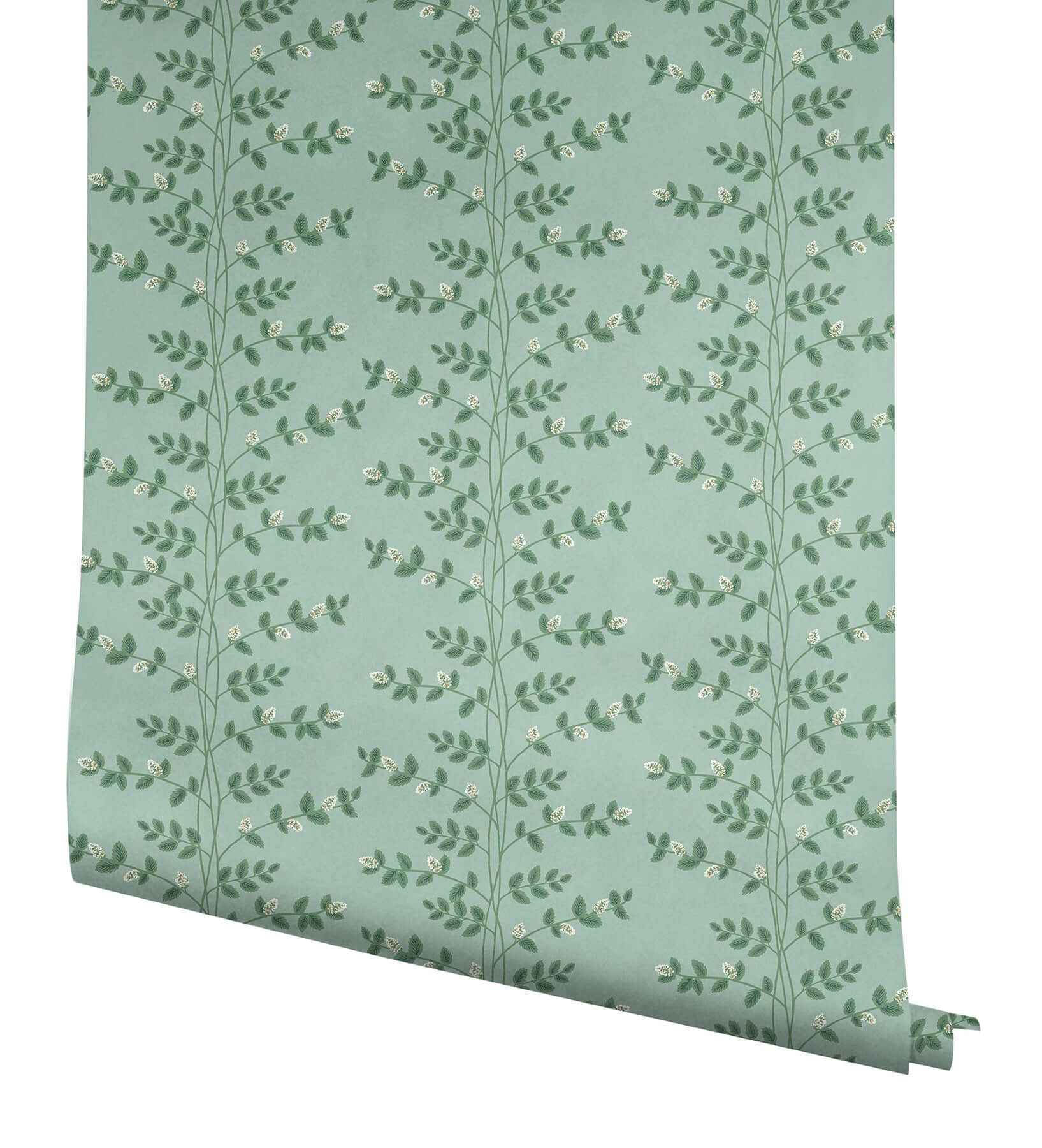 Climbing Vine Soft Teal Wallpaper - York Wallcoverings - RF7421 - York Wallcoverings Wallpaper