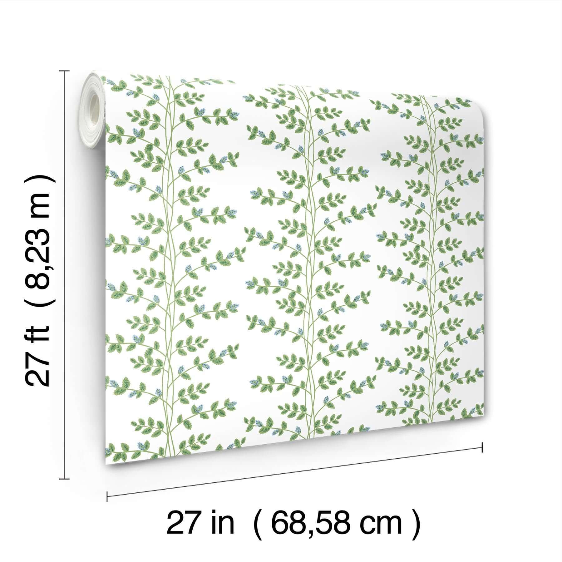 climbing-vine-wallpaper-white-blue-york-wallcoverings-rf7425 - York Wallcoverings Wallpaper