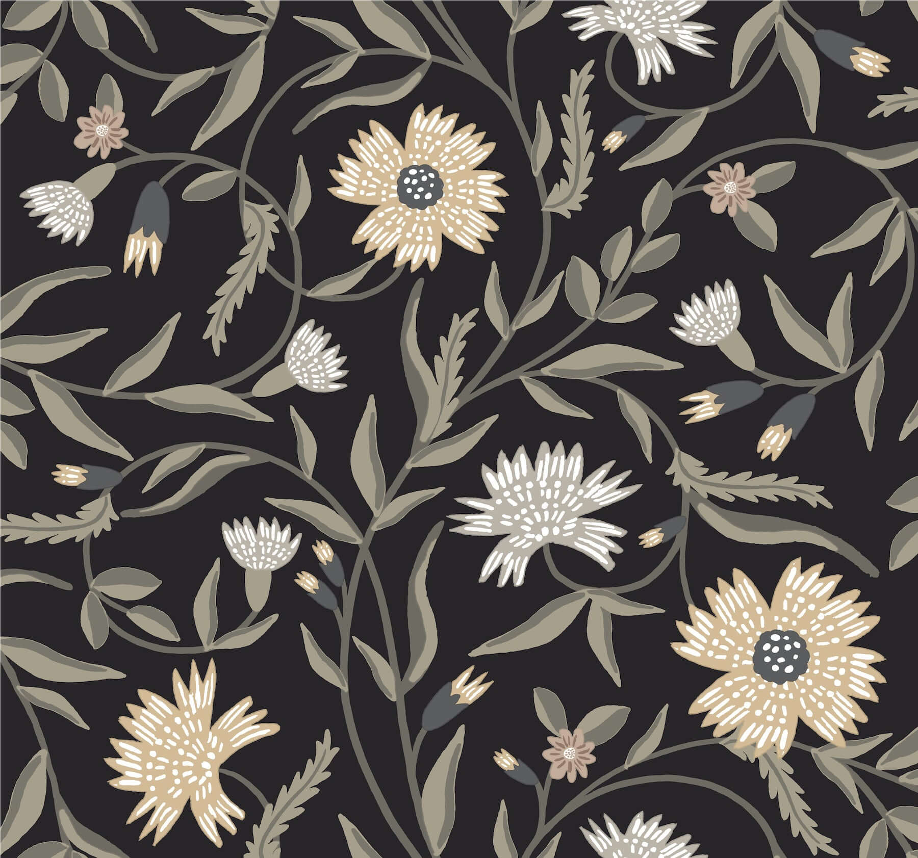 aster-black-wallpaper-york-wallcoverings-rf7434 - York Wallpaper Wallpaper
