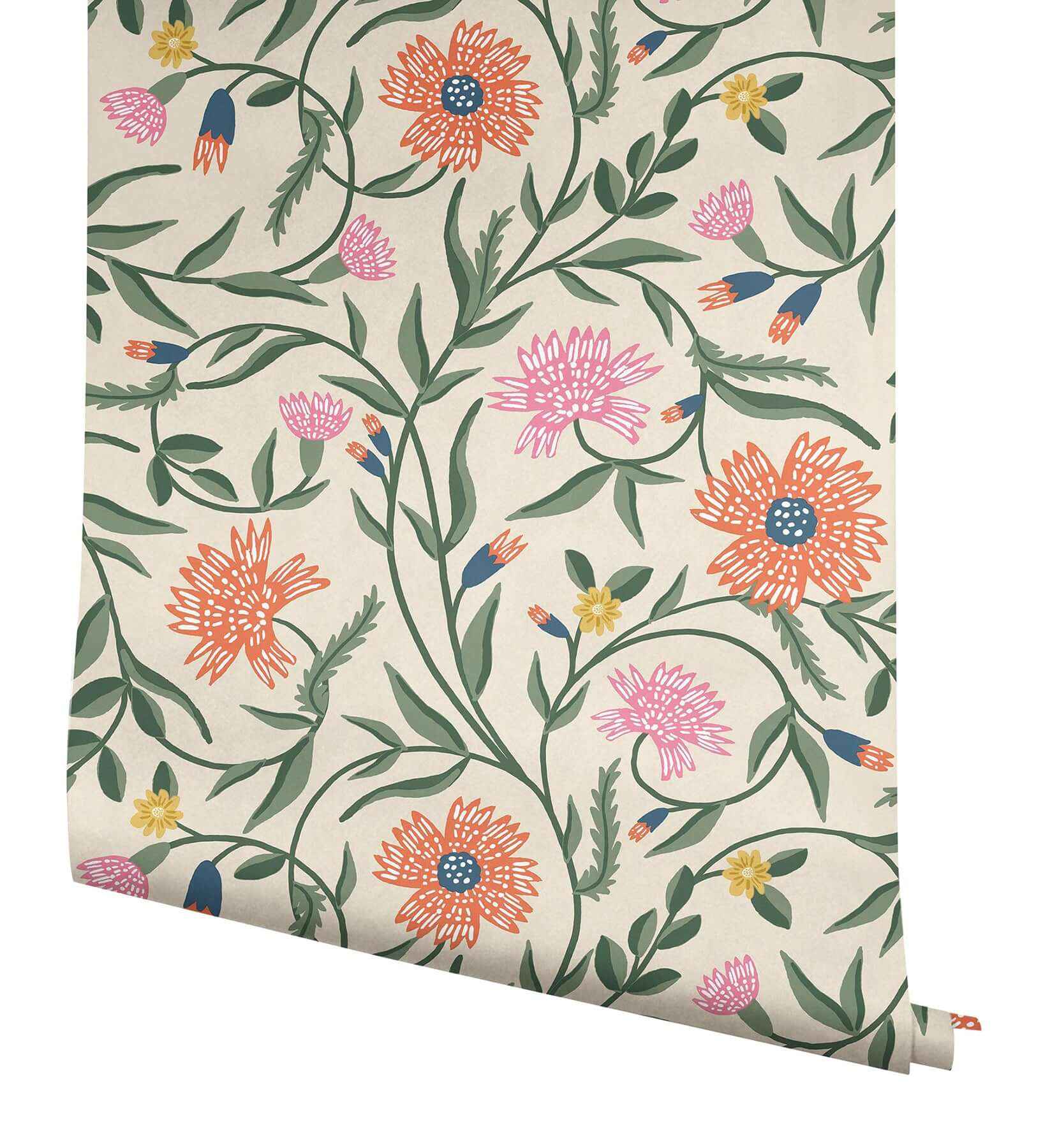 Aster Coral Wallpaper - York Wallcoverings - RF7433 - York Wallcoverings Wallpaper