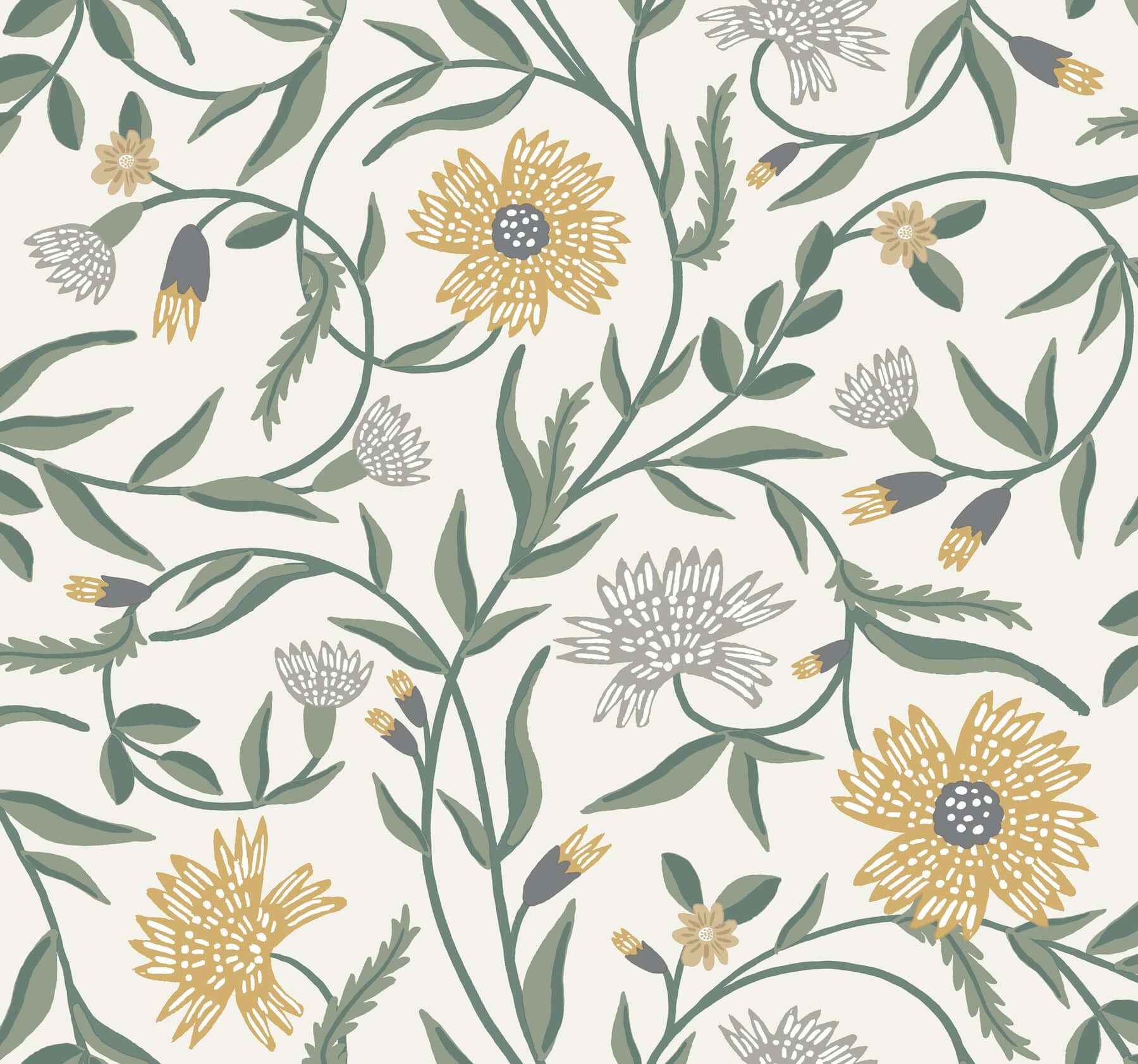 Aster Gold Wallpaper - York Wallcoverings - RF7432