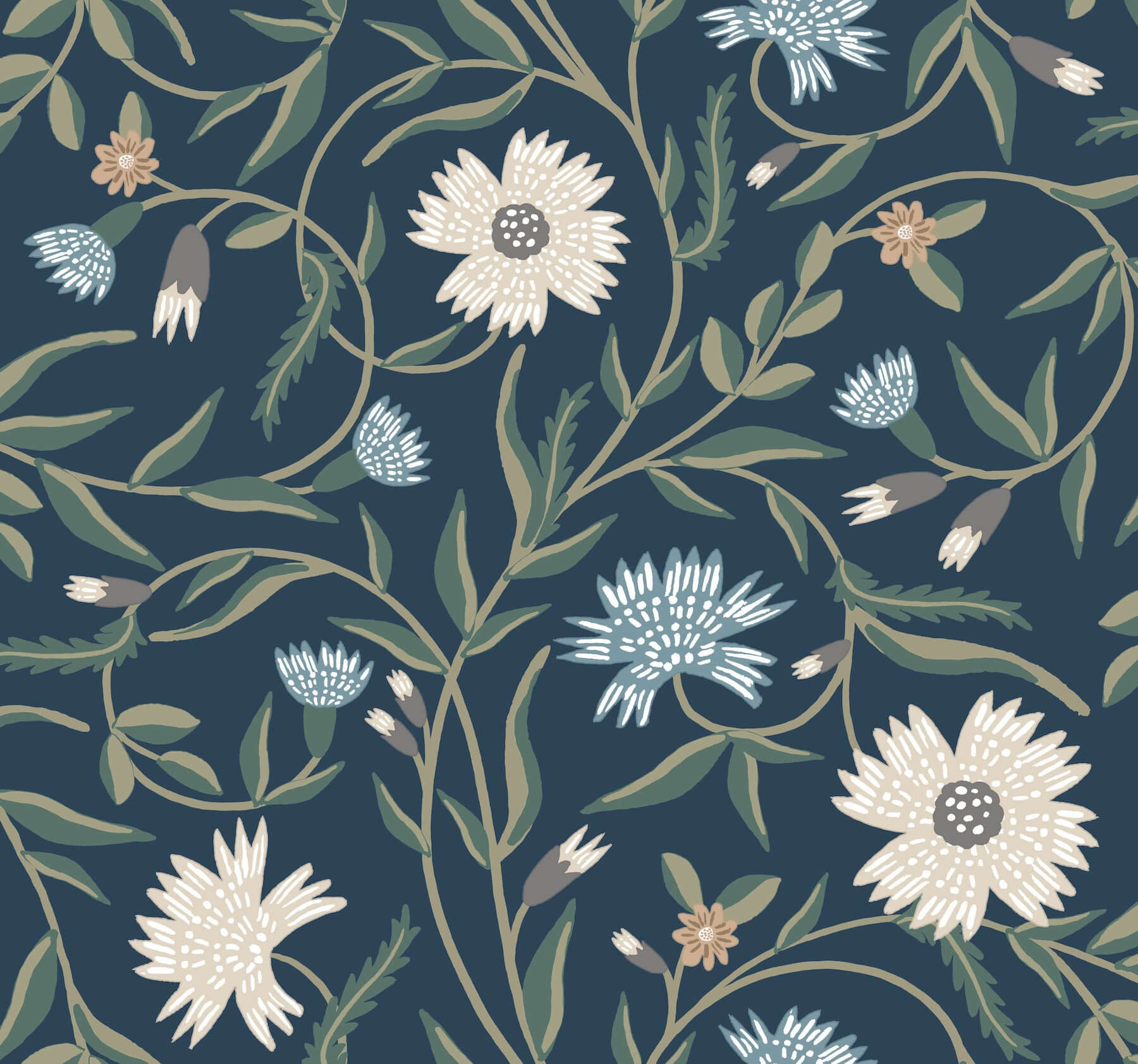 aster-navy-wallpaper-york-wallcoverings-rf7435 - York Wallpaper Wallpaper