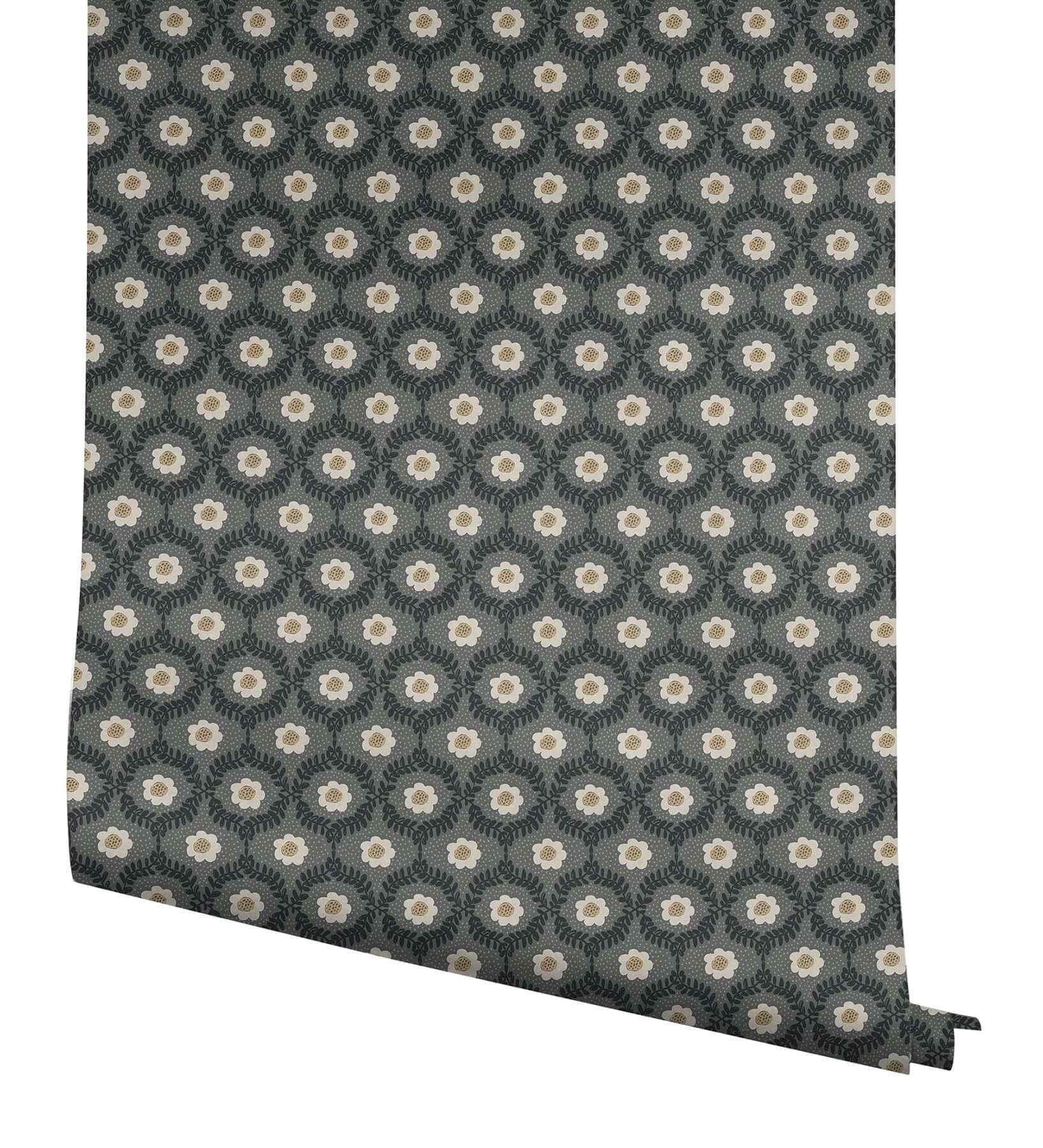 Emma Black Wallpaper - York Wallcoverings - RF7442 - York Wallcoverings Wallpaper