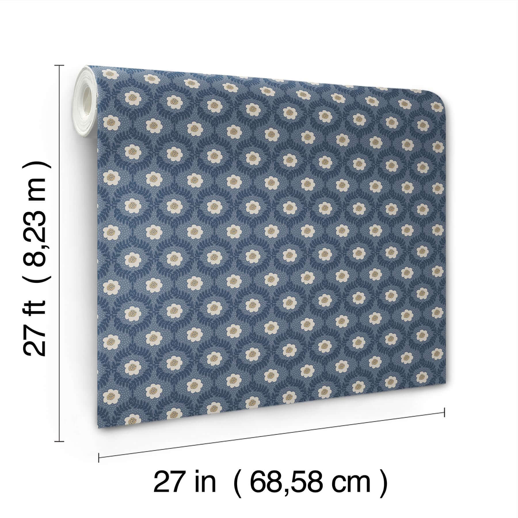 emma-wallpaper-navy-york-wallcoverings-rf7441 - York Wallcoverings Wallpaper