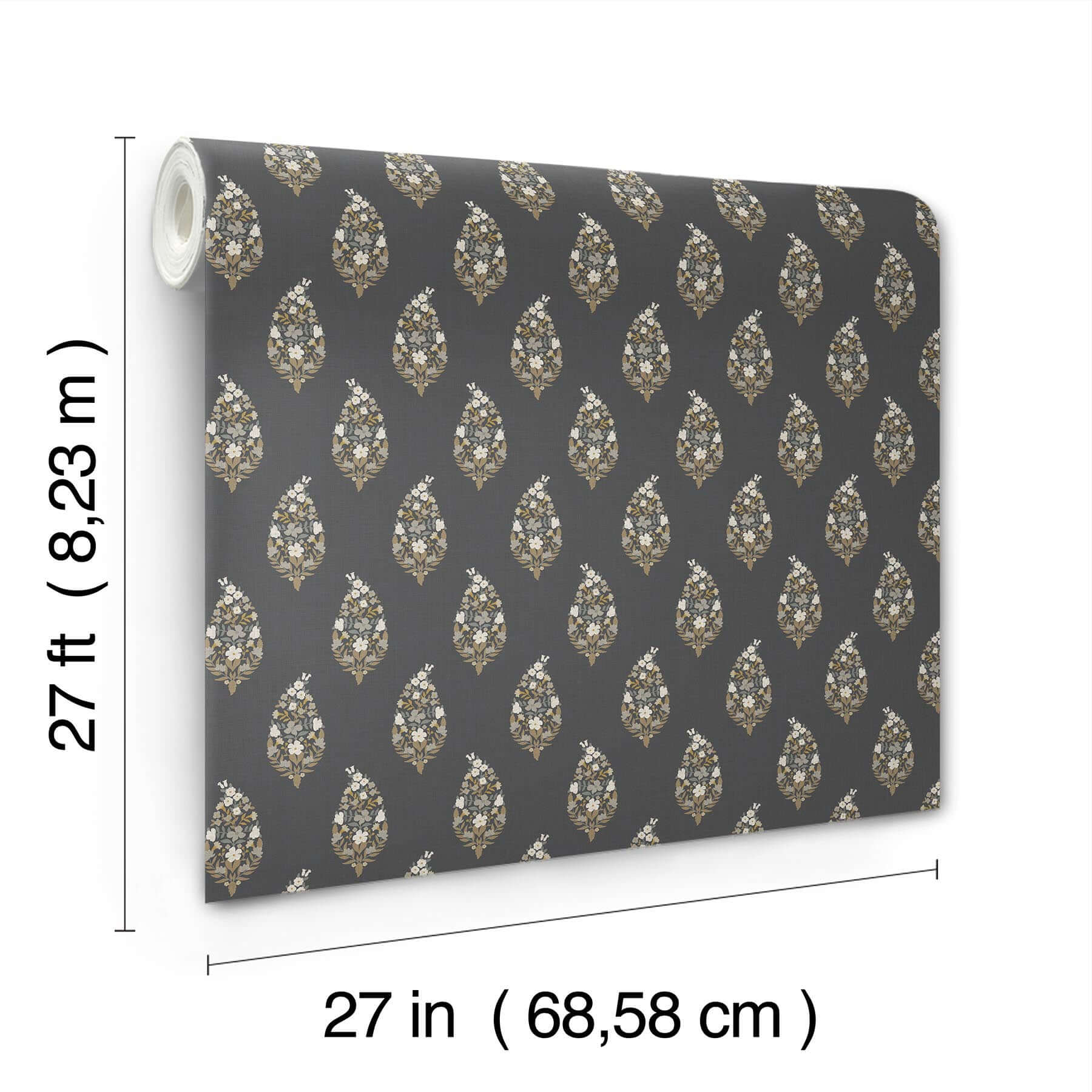 paisley-wallpaper-black-york-wallcoverings-rf7472 - York Wallcoverings Wallpaper