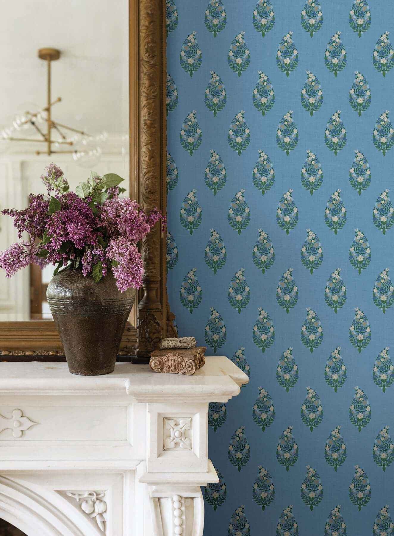 Paisley Blue Wallpaper - York Wallcoverings - RF7473 - York Wallcoverings Wallpaper