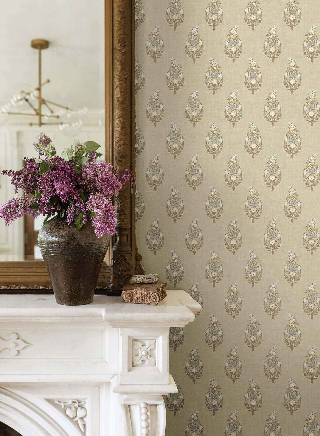 Paisley Linen Wallpaper - York Wallcoverings - RF7474 - York Wallcoverings Wallpaper