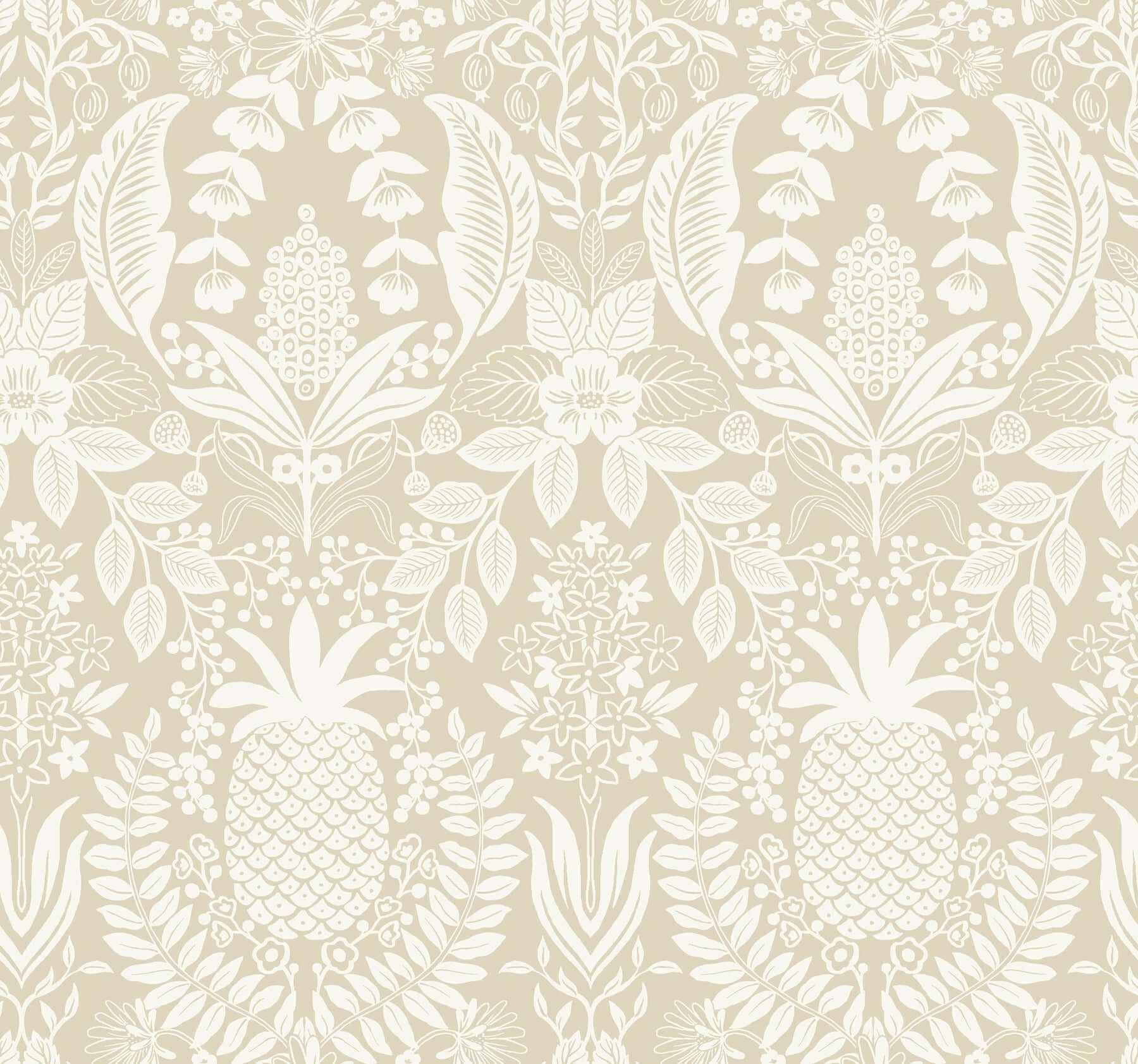 Pineapple Damask Linen Wallpaper - York Wallcoverings - RF7485