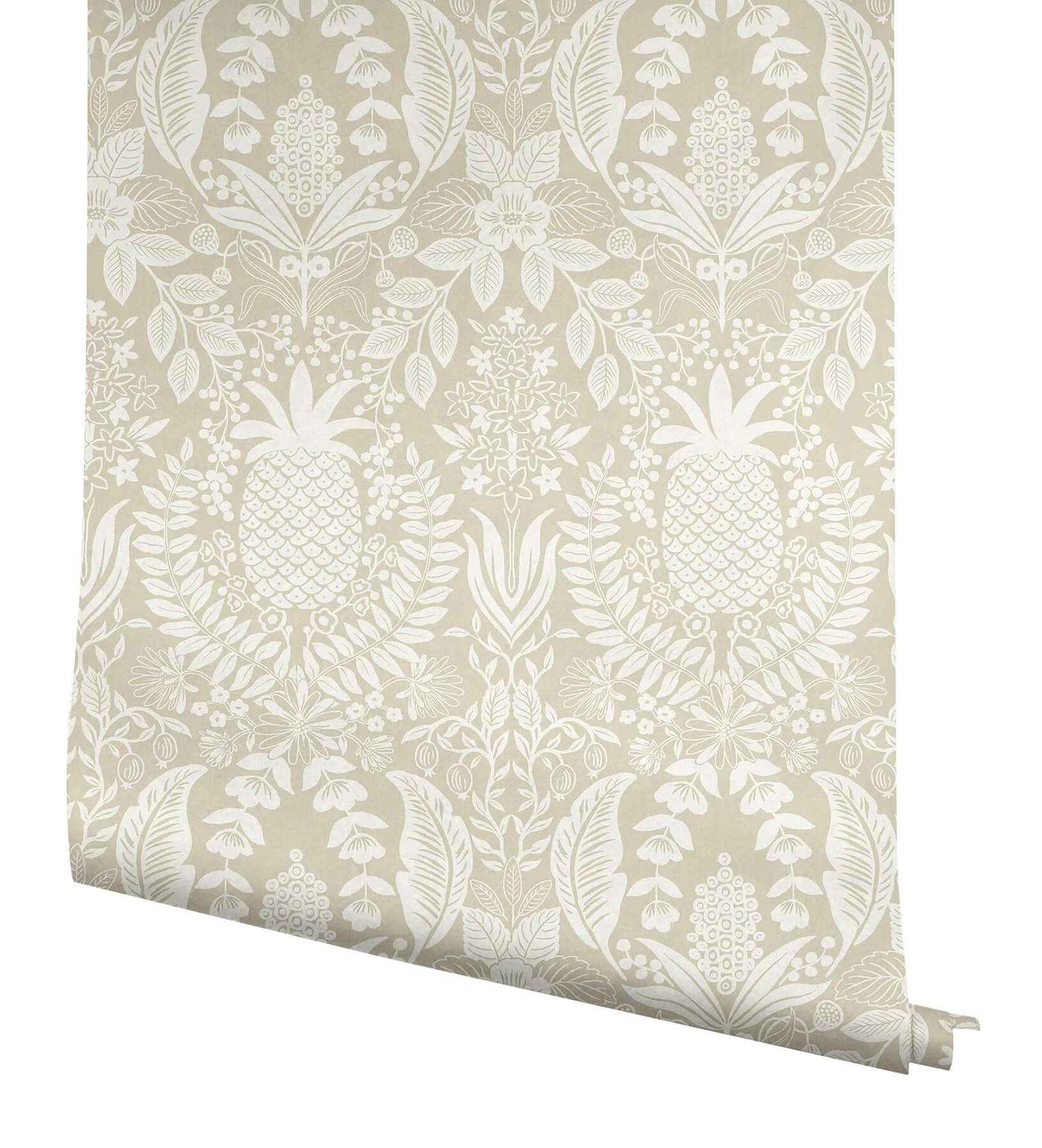Pineapple Damask Linen Wallpaper - York Wallcoverings - RF7485 - York Wallcoverings Wallpaper