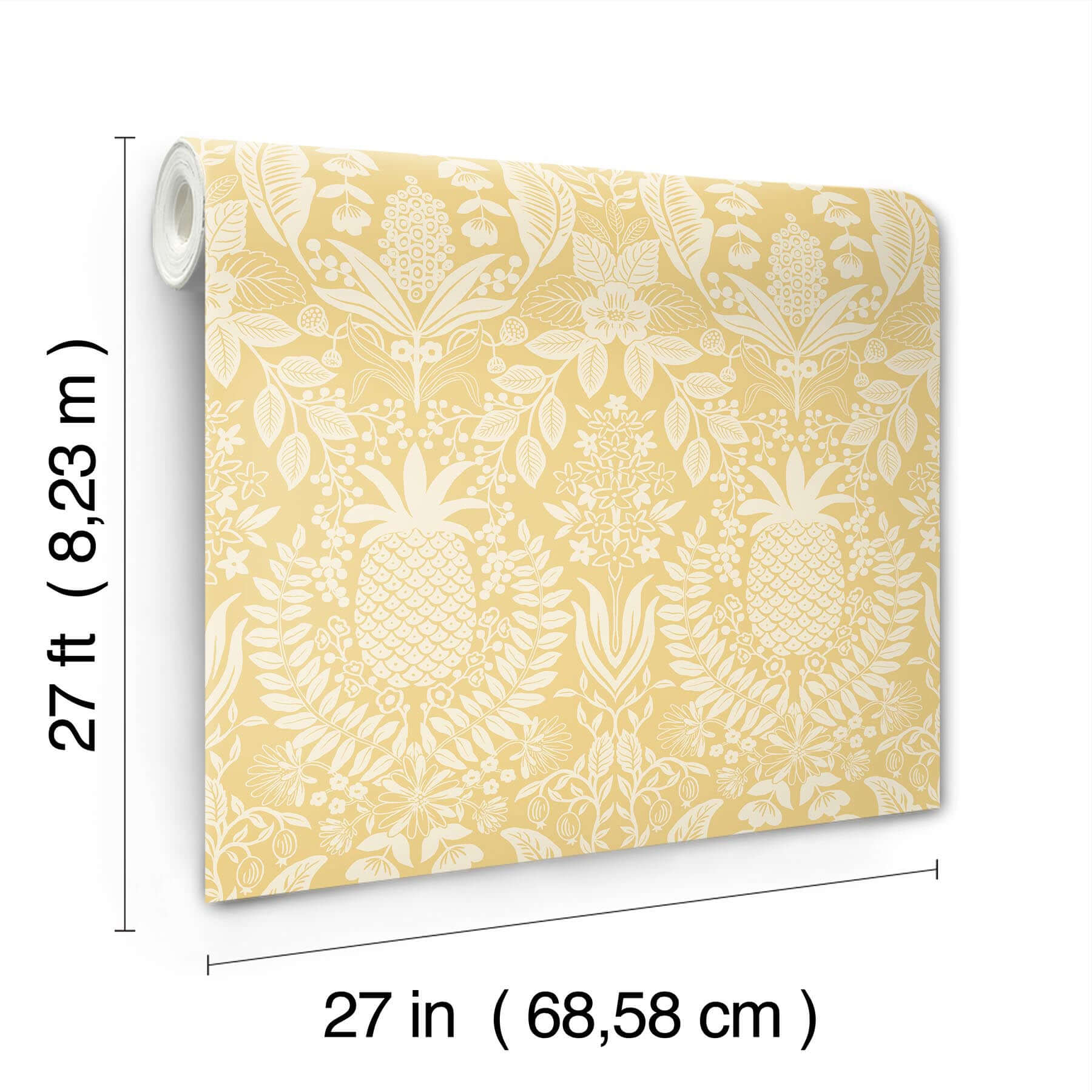 pineapple-damask-wallpaper-yellow-york-wallcoverings-rf7481 - York Wallcoverings Wallpaper