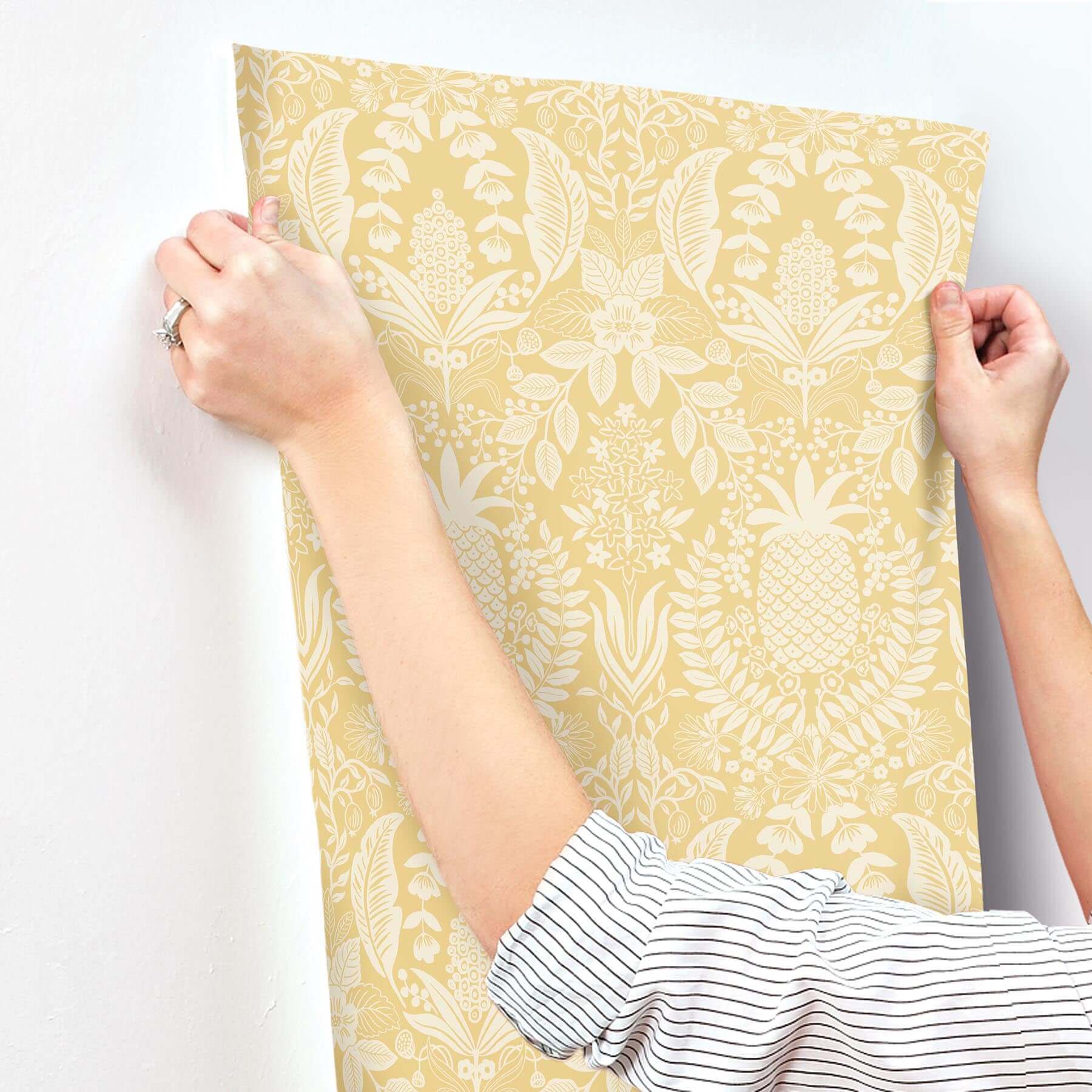 pineapple-damask-wallpaper-yellow-york-wallcoverings-rf7481 - York Wallcoverings Wallpaper