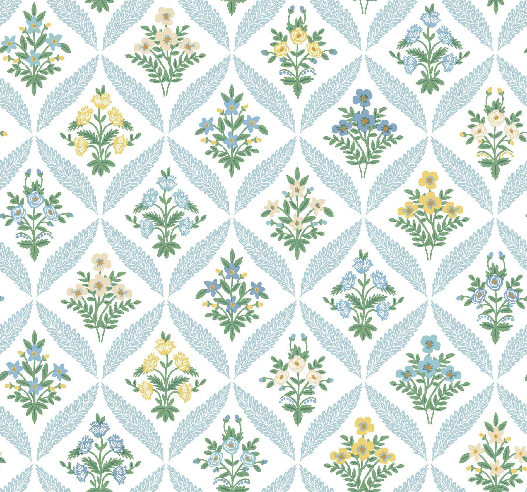 Estee Garden Blue Wallpaper - York Wallcoverings - RF7514 - York Wallcoverings Wallpaper