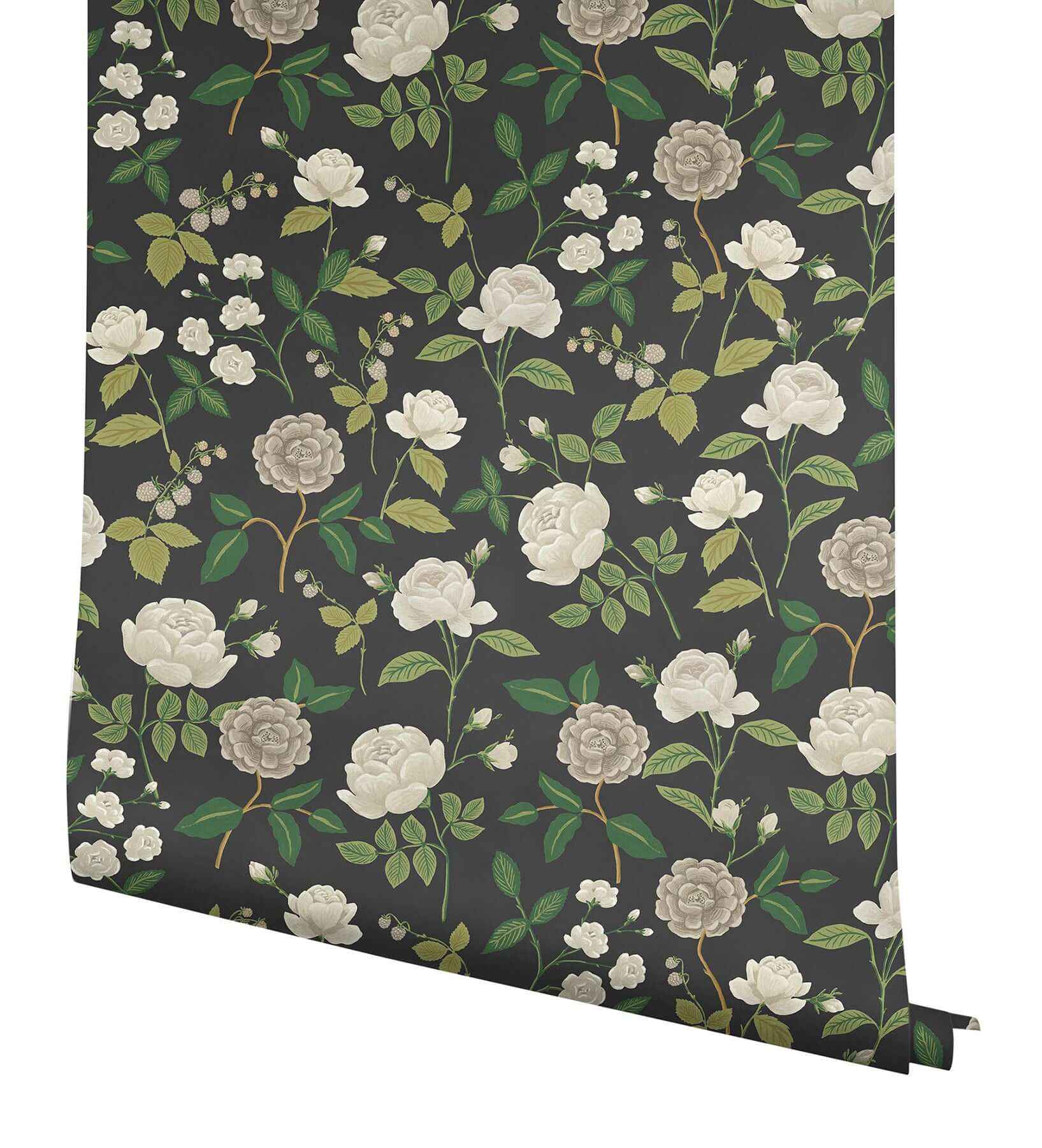 Roses Black Wallpaper - York Wallcoverings - RF7542 - York Wallcoverings Wallpaper