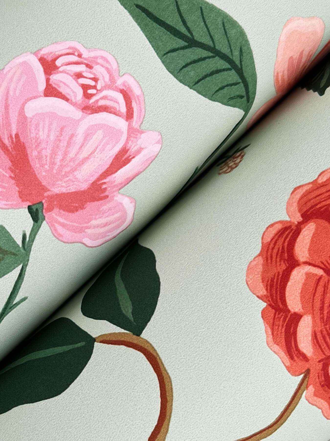Roses Mint Wallpaper - York Wallcoverings - RF7545 - York Wallcoverings Wallpaper