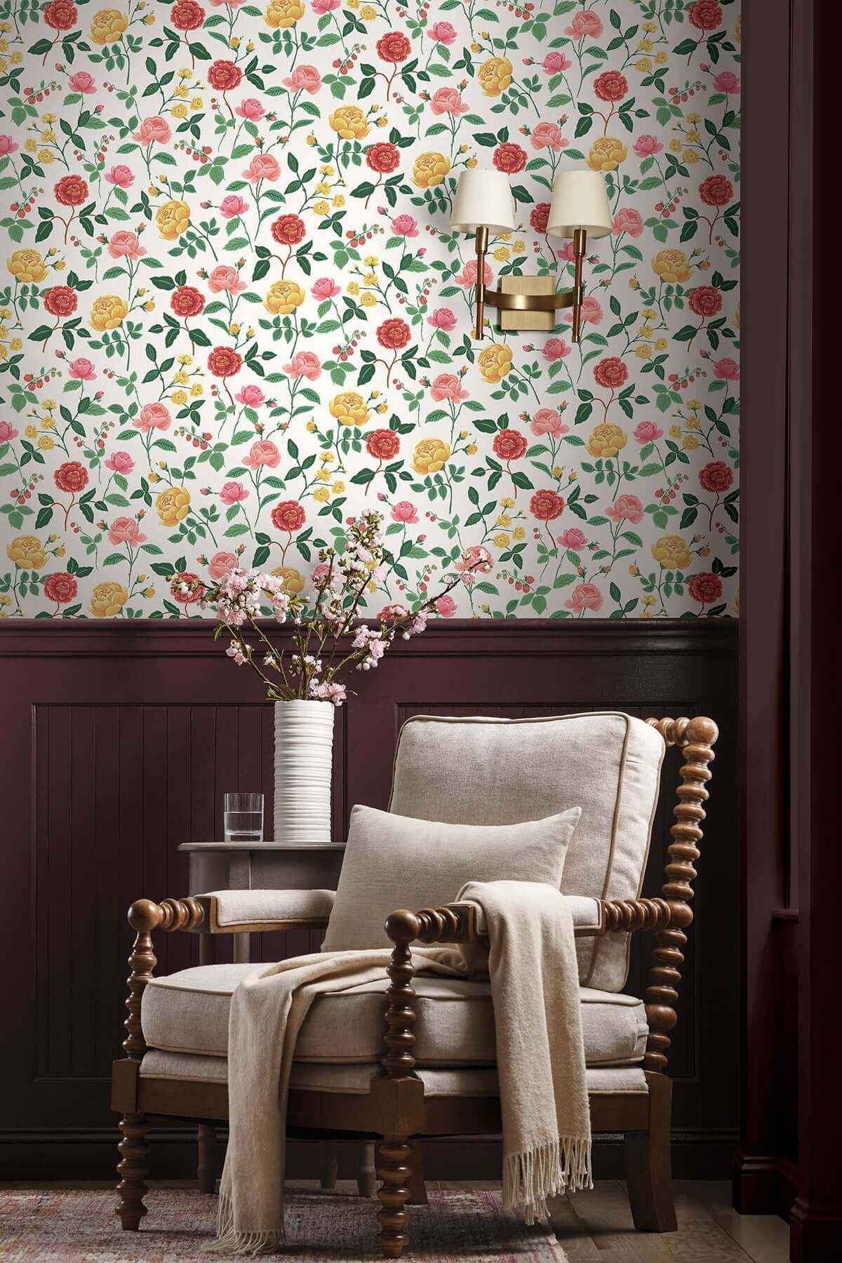 Roses Blush Wallpaper - York Wallcoverings - RF7546 - York Wallcoverings Wallpaper