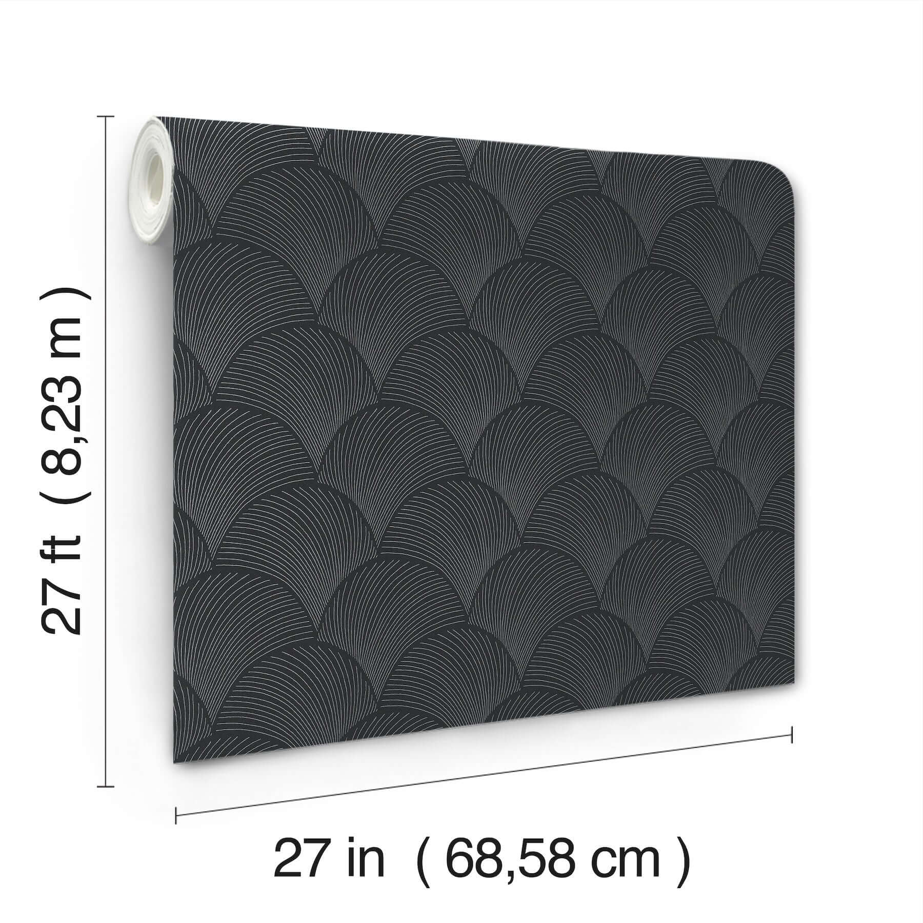 metallic-scallop-wallpaper-black-york-wallcoverings-nt6105 - York Wallcoverings Wallpaper