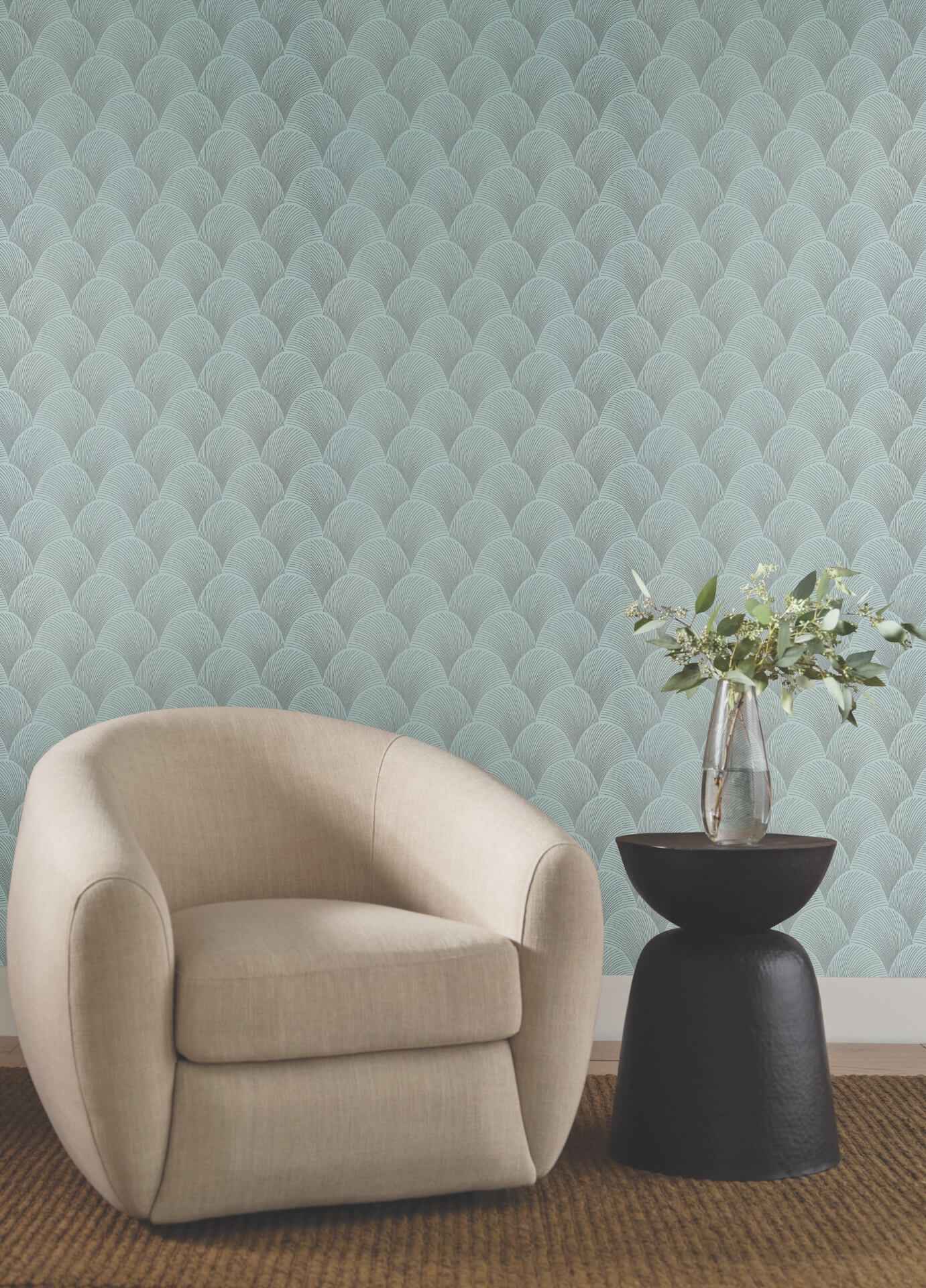 Metallic Blue Pearl Scallop Wallpaper - York Wallcoverings - NT6108 - York Wallcoverings Wallpaper
