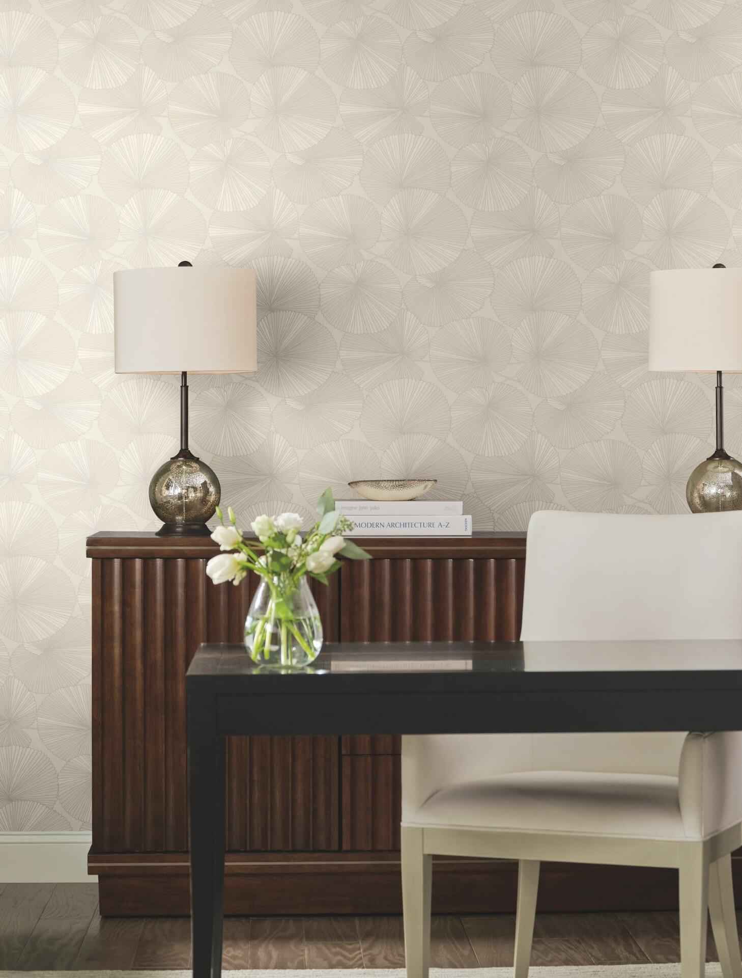 Layered Cream Lily Pads Wallpaper - York Wallcoverings - NT6115 - York Wallcoverings Wallpaper