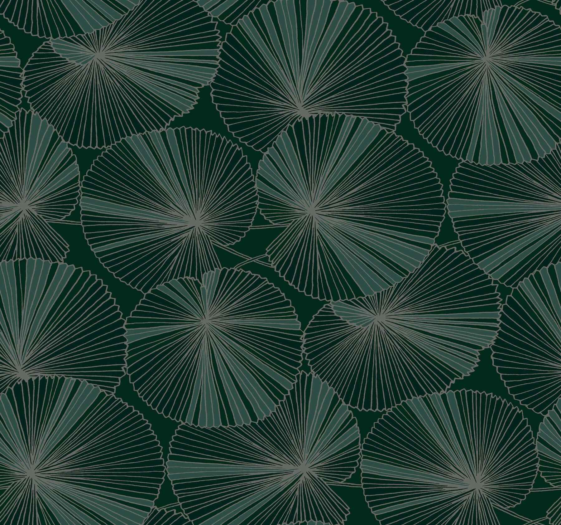 Layered Deep Green Lily Pads Wallpaper - York Wallcoverings - NT6111