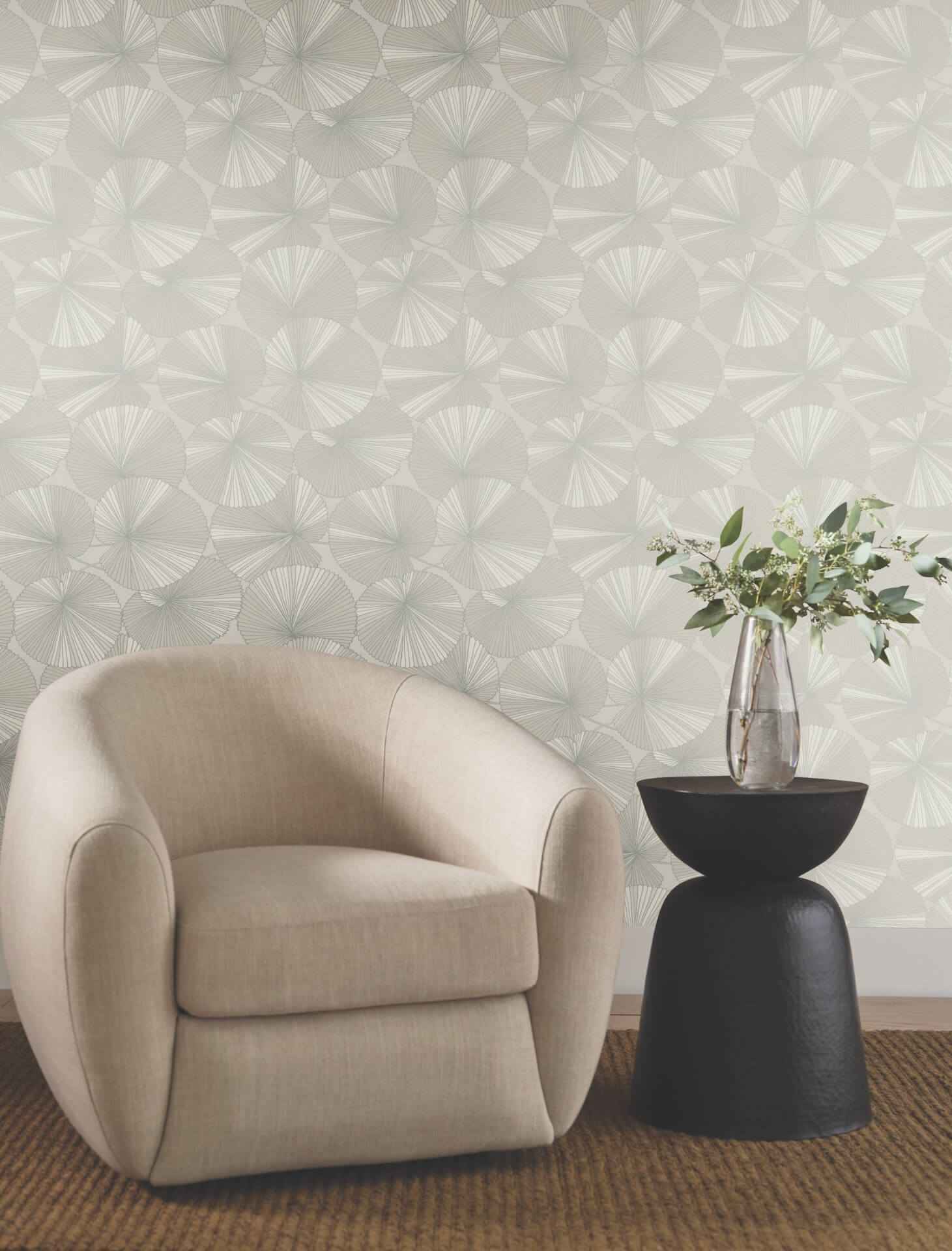 Layered Grey Lily Pads Wallpaper - York Wallcoverings - NT6114 - York Wallcoverings Wallpaper