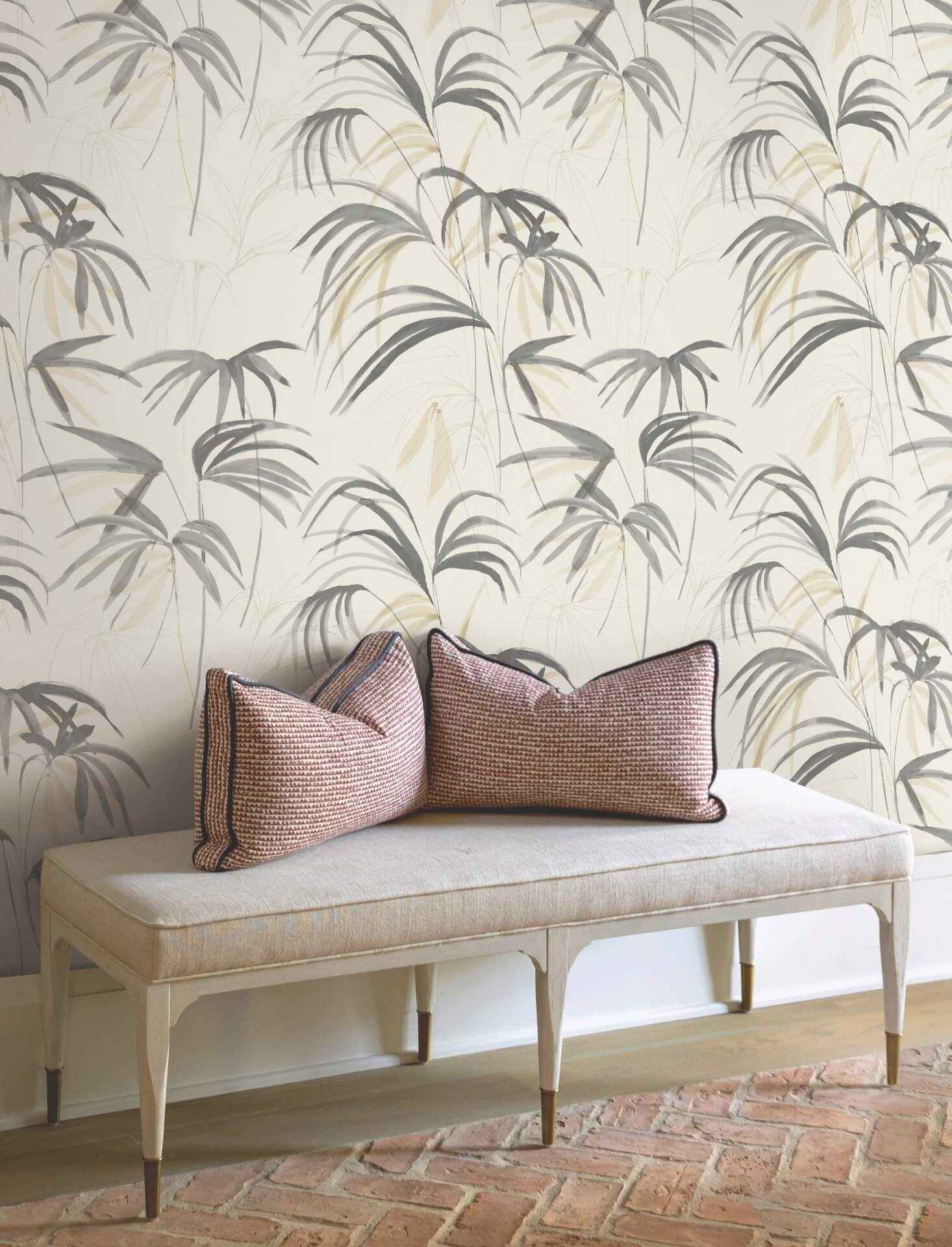 Inky Warm Neutral Palms Wallpaper - York Wallcoverings - NT6125 - York Wallcoverings Wallpaper