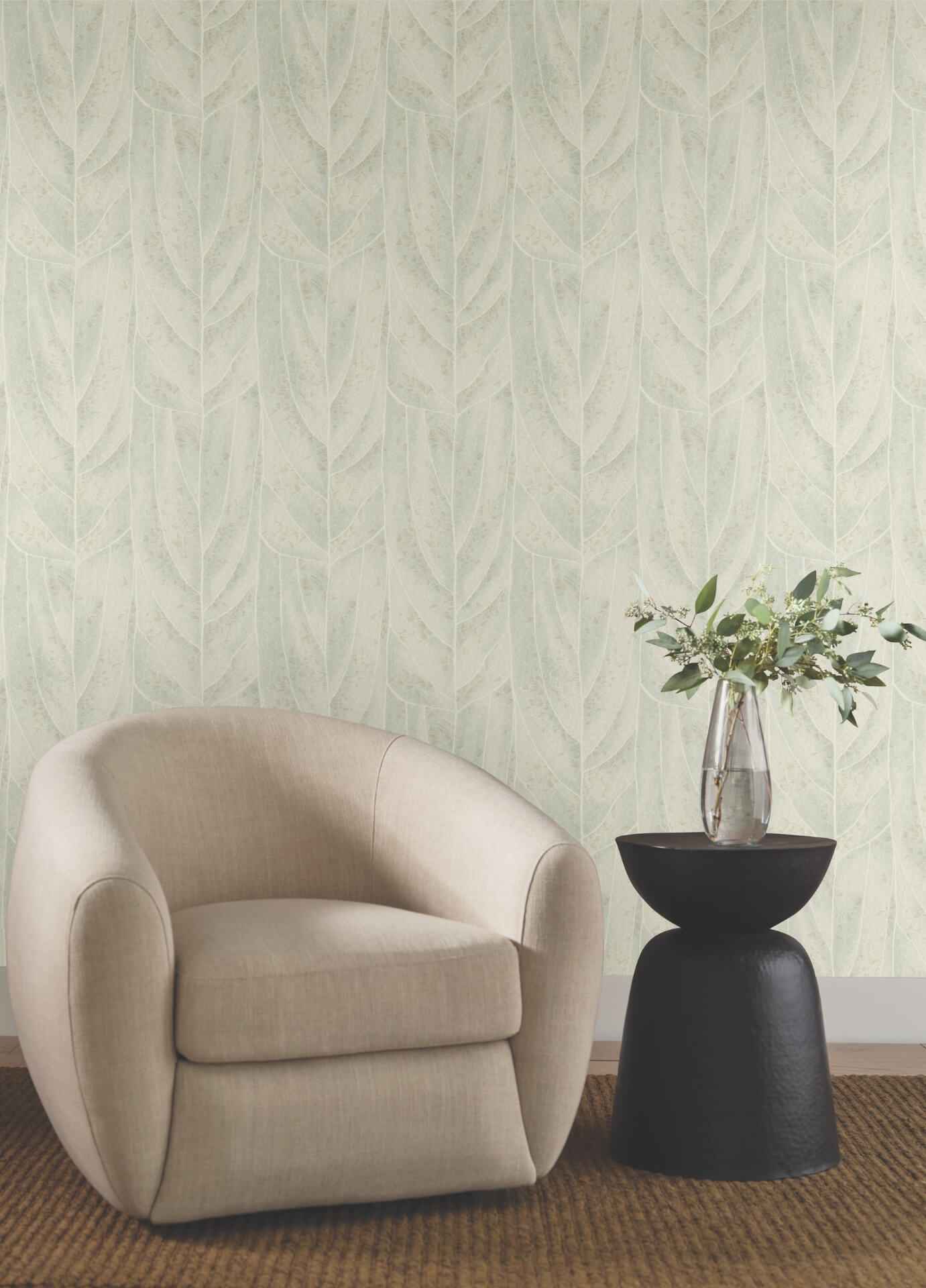Dicot Light Green Leaf Wallpaper - York Wallcoverings - NT6142 - York Wallcoverings Wallpaper