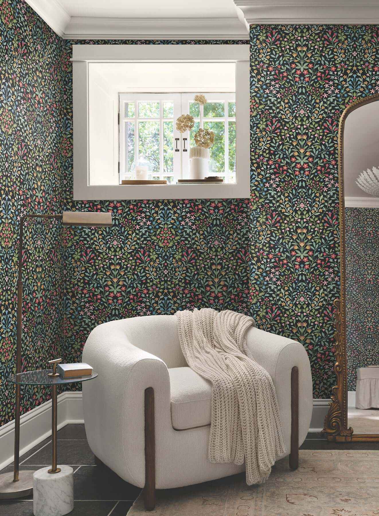 Garden Black & Multicolor Terrace Wallpaper - York Wallcoverings - MF4721 - York Wallcoverings Wallpaper