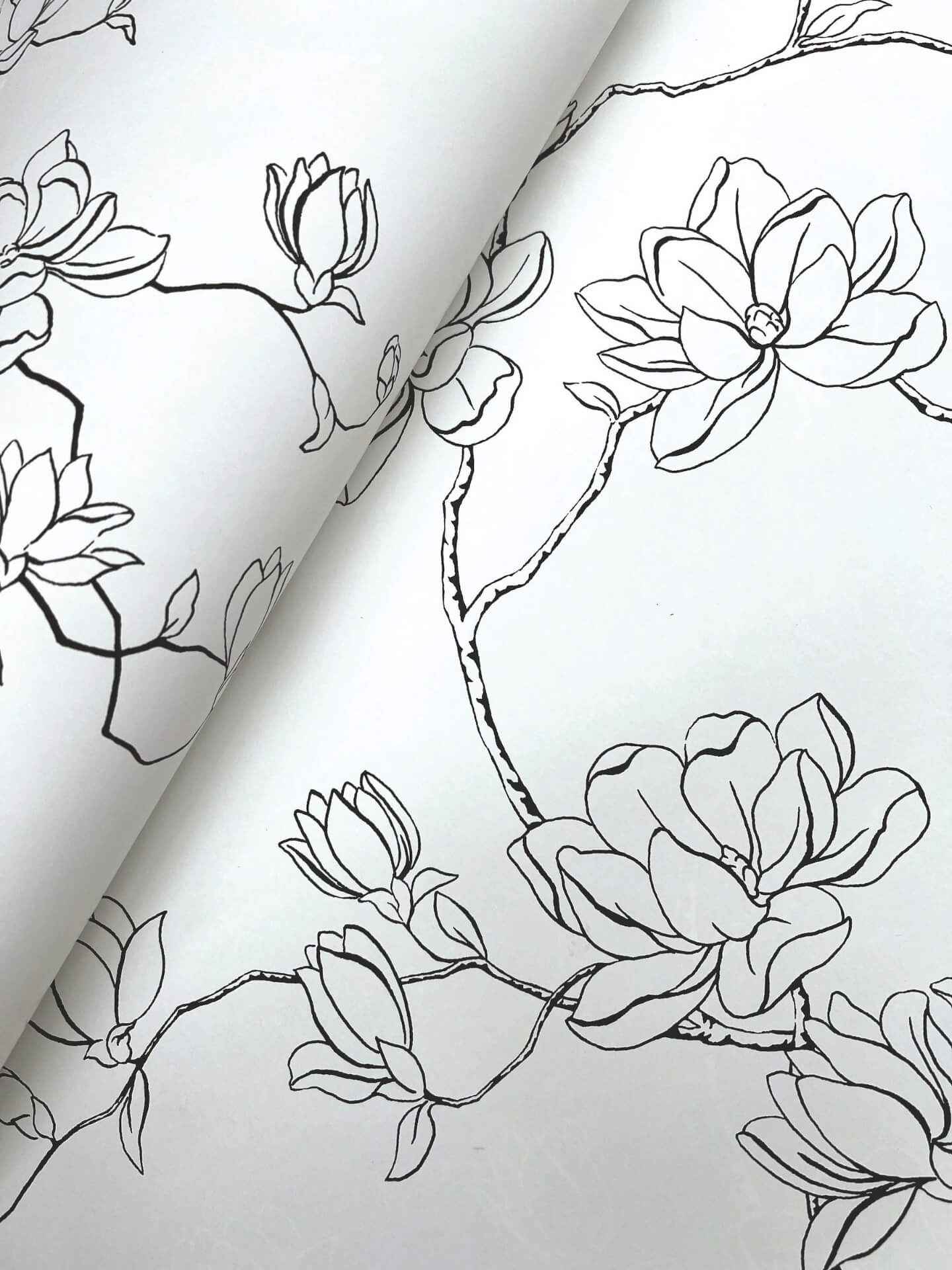 Magnolia Black Branches Wallpaper - York Wallcoverings - MF4731 - York Wallcoverings Wallpaper