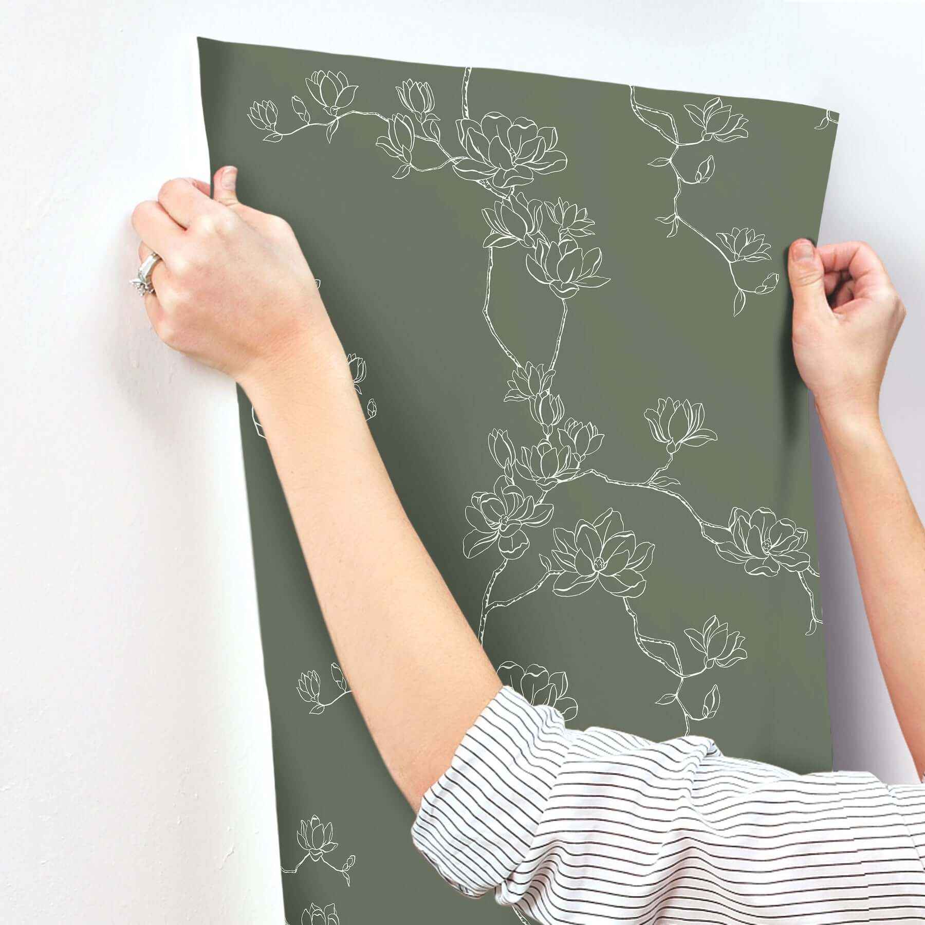 Magnolia Pine Branches Wallpaper - York Wallcoverings - MF4735 - York Wallcoverings Wallpaper
