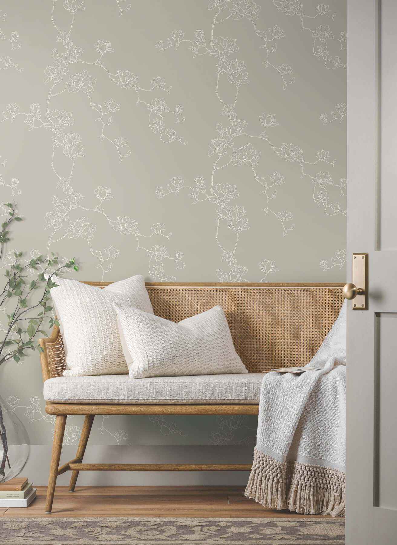 Magnolia Taupe Branches Wallpaper - York Wallcoverings - MF4736 - York Wallcoverings Wallpaper