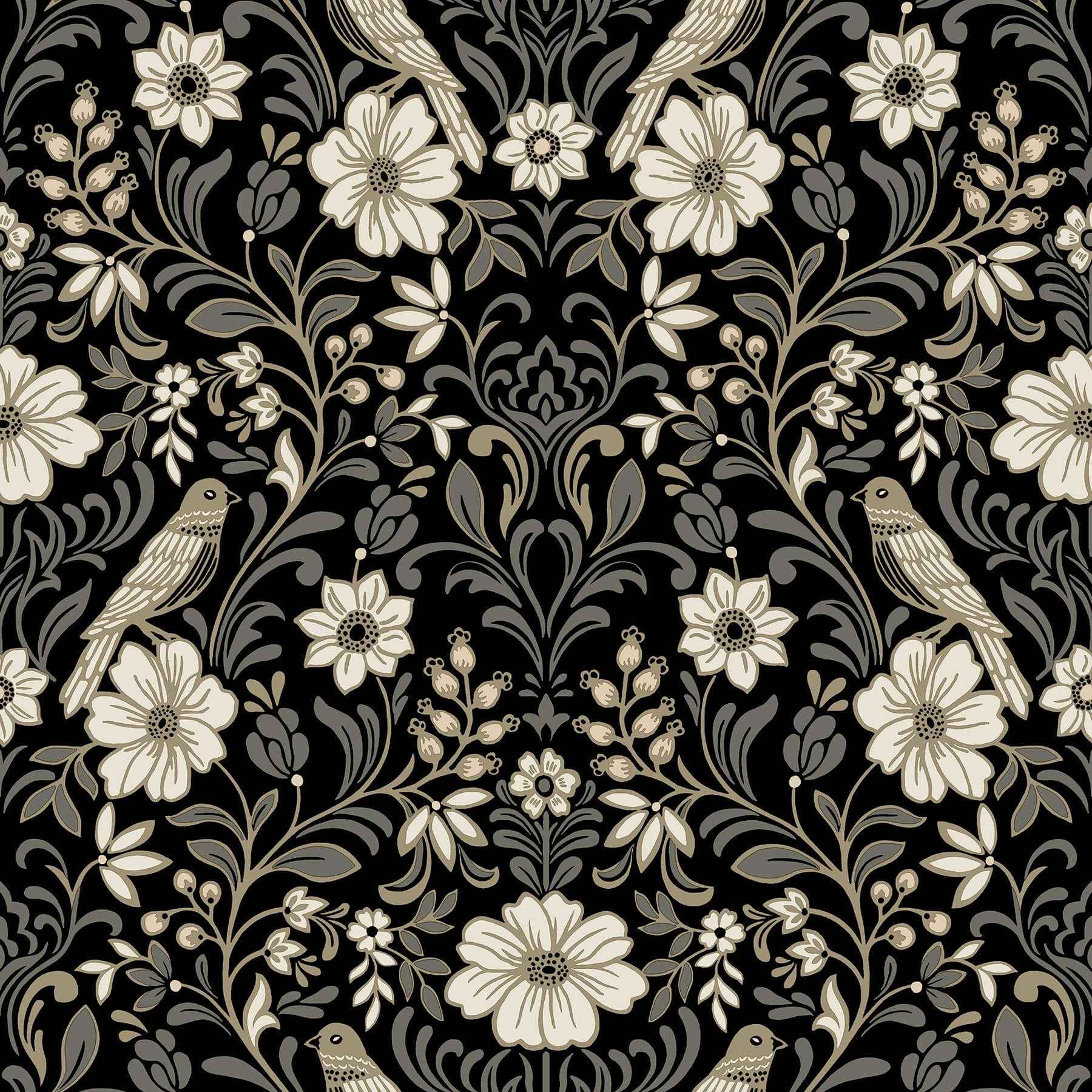 Colette Black Wallpaper - York Wallcoverings - MF4742 - York Wallcoverings Wallpaper