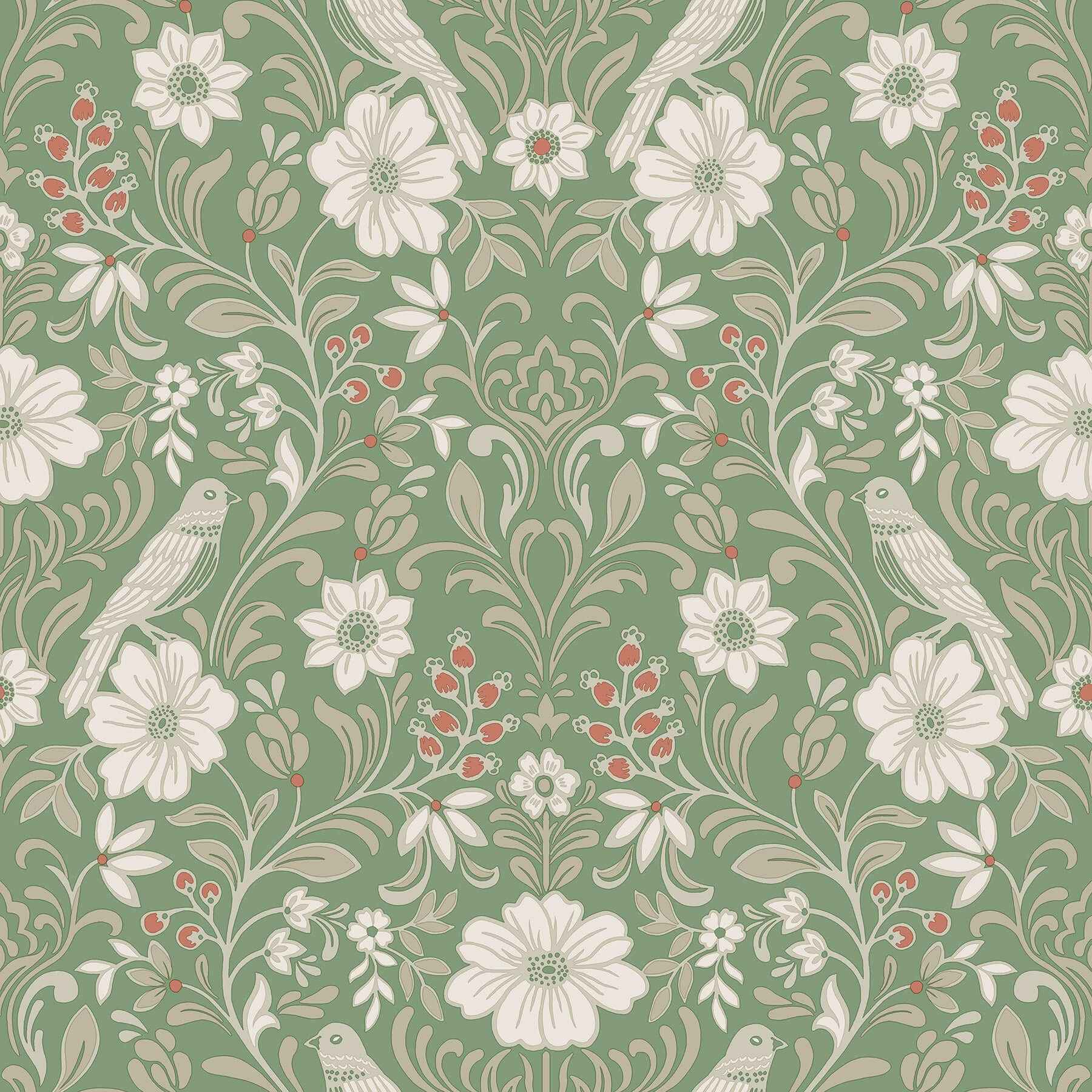 Colette Bright Green Wallpaper - York Wallcoverings - MF4747