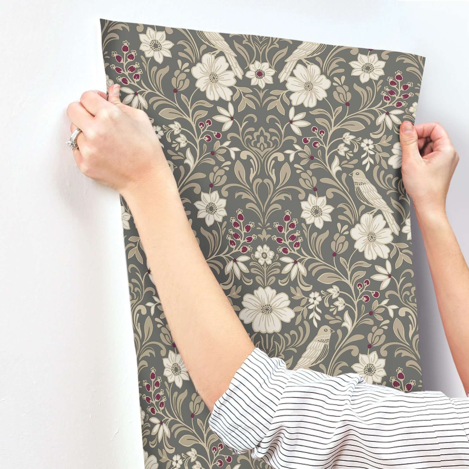 colette-charcoal-wallpaper-york-wallcoverings-mf4743 - York Wallcoverings Wallpaper
