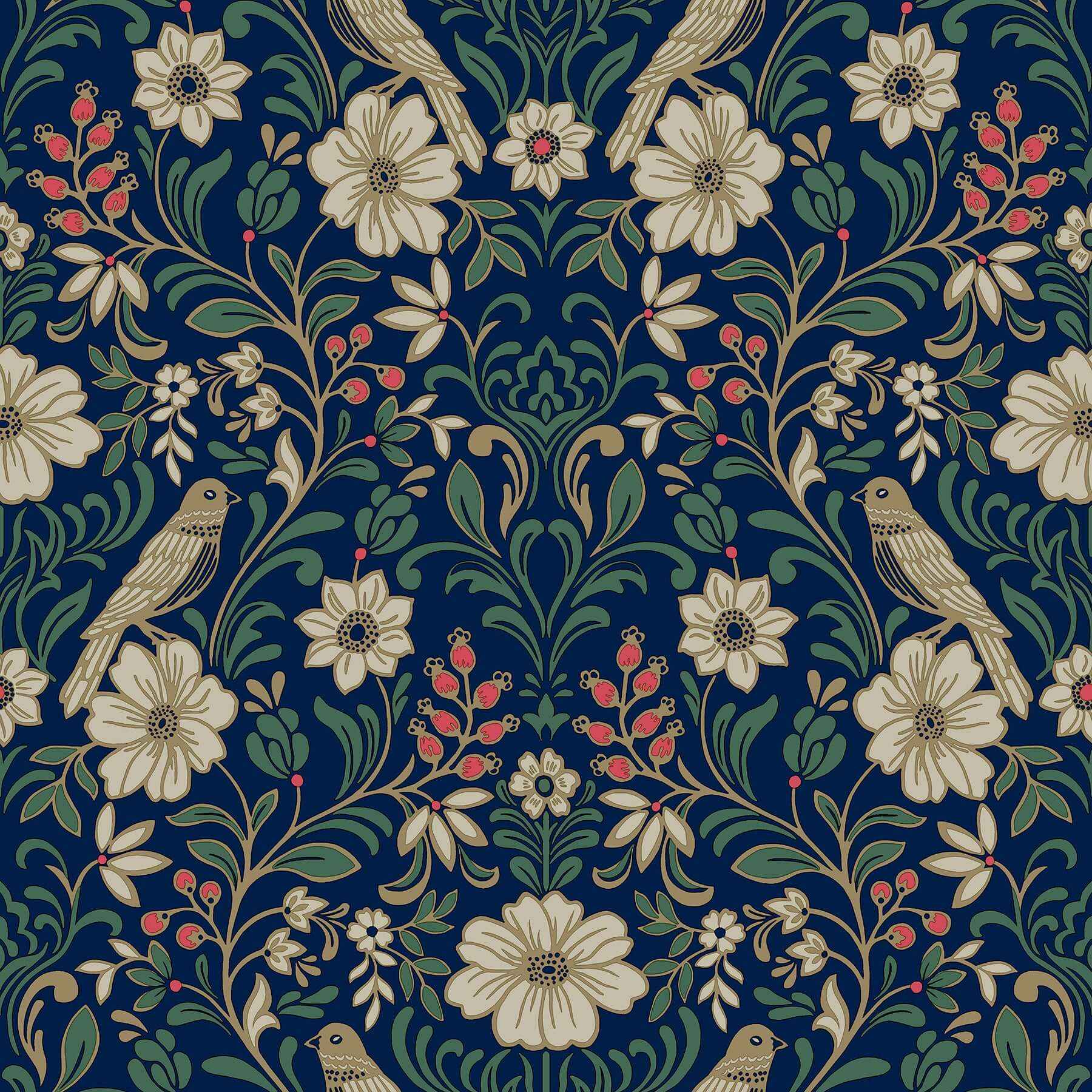 Colette Navy Wallpaper - York Wallcoverings - MF4745 - York Wallcoverings Wallpaper
